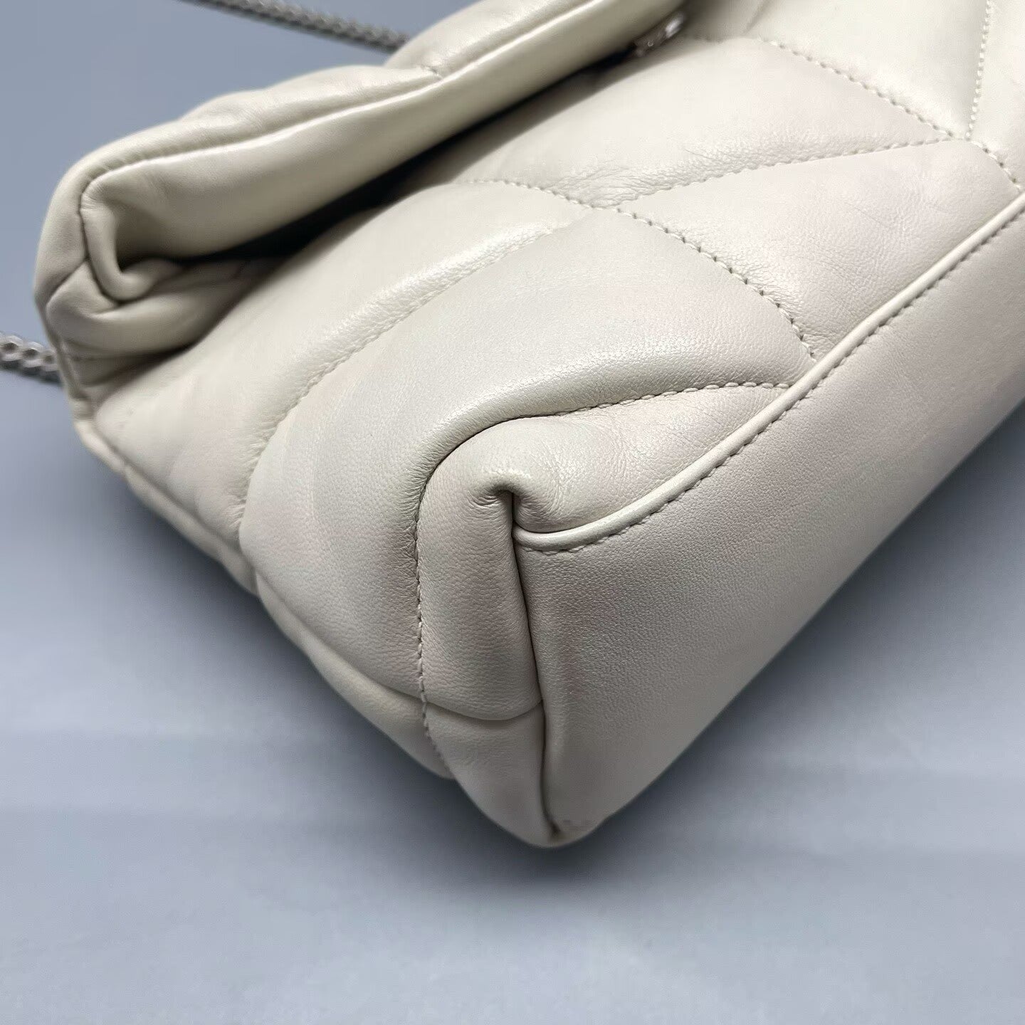 Saint Laurent - Puffer Mini - Lambskin leather - White with Silver-Tone Hardware - (mini)