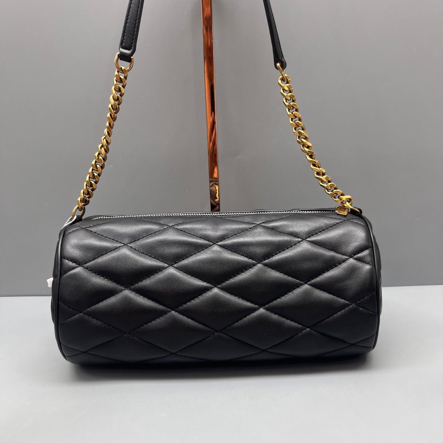 Saint Laurent - Quilted Cylindrical Chain Bag - Lambskin leather - Black - (Small)