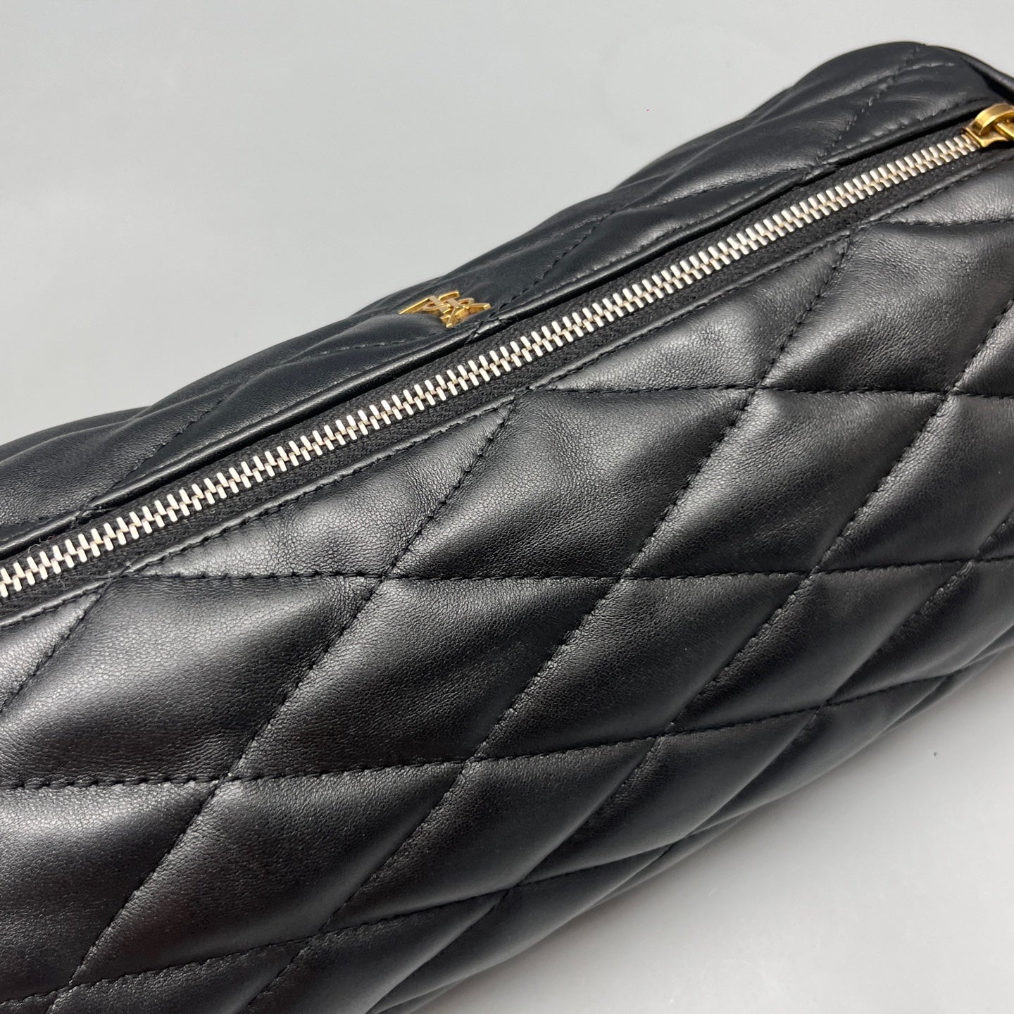 Saint Laurent - Quilted Cylindrical Chain Bag - Lambskin leather - Black - (Small)