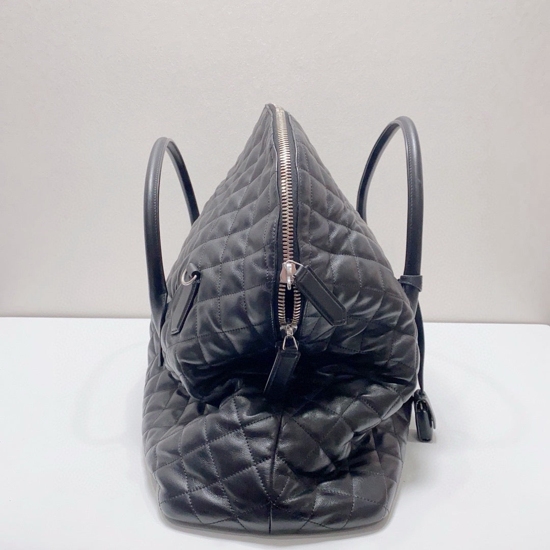 Saint Laurent - Quilted Leather Large Travel Tote - Cowhide leather - Black - (extra-large)