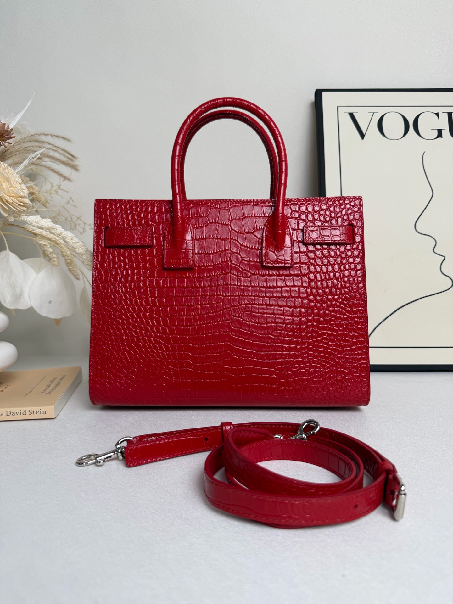 Saint Laurent - Sac de Jour - Crocodile - Red - (small)