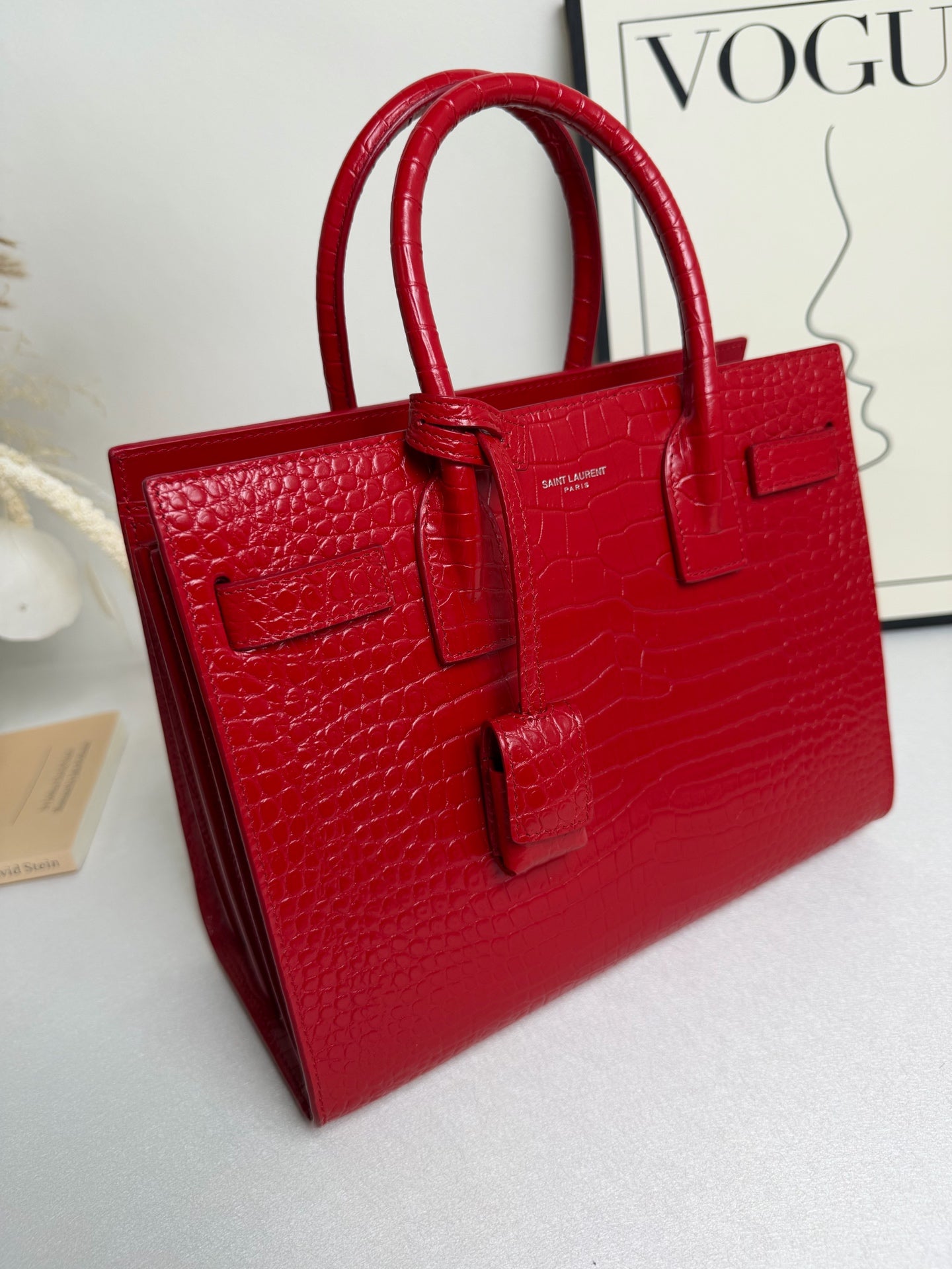Saint Laurent - Sac de Jour - Crocodile - Red - (small)