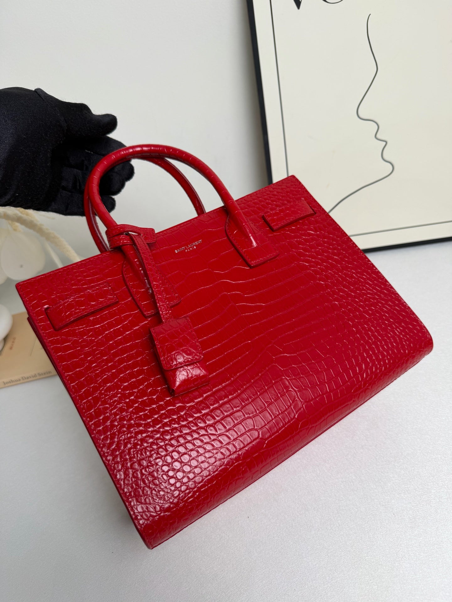 Saint Laurent - Sac de Jour - Crocodile - Red - (small)