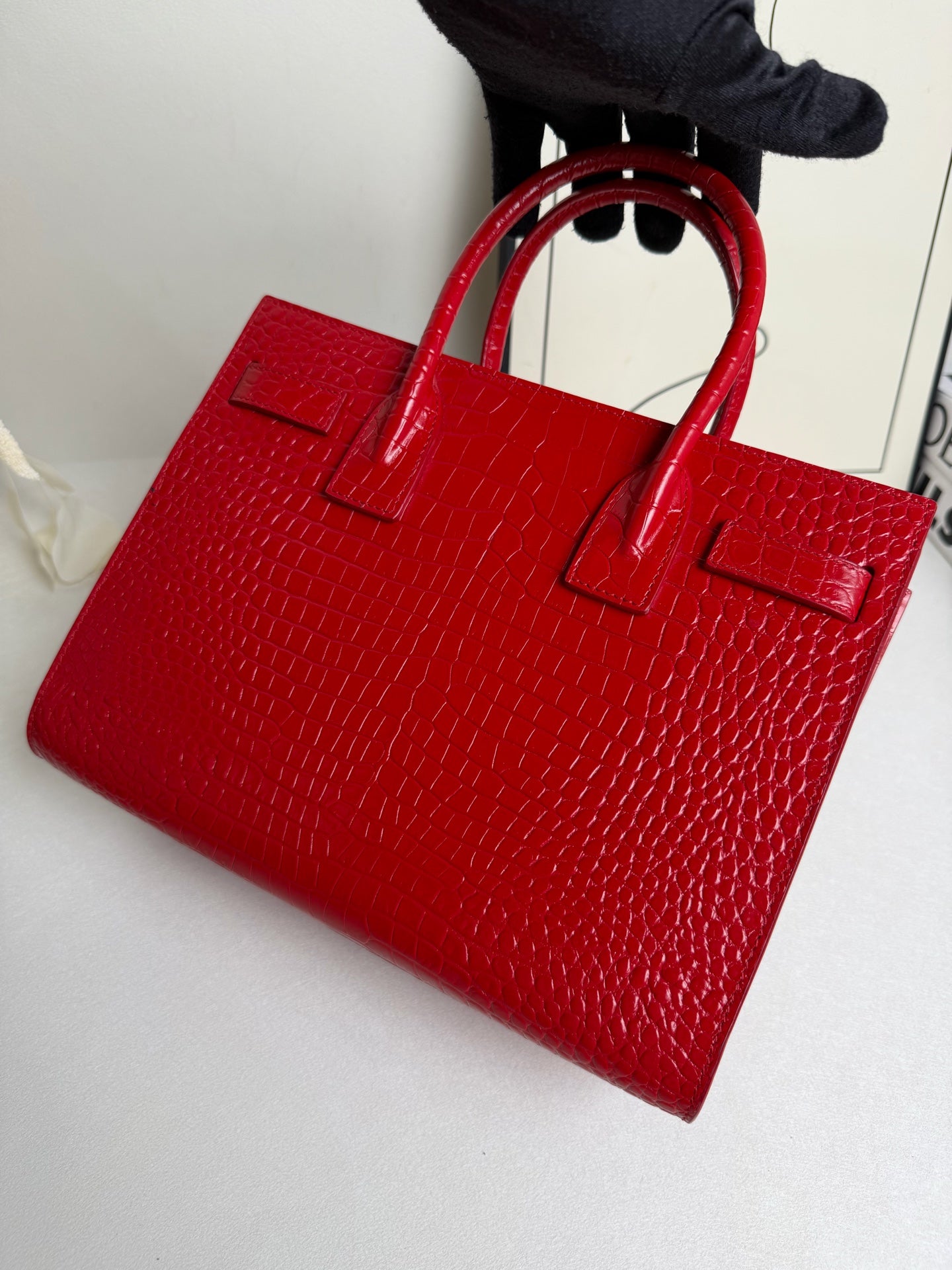 Saint Laurent - Sac de Jour - Crocodile - Red - (small)