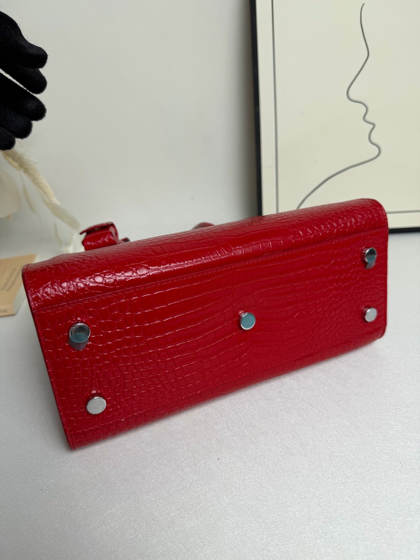 Saint Laurent - Sac de Jour - Crocodile - Red - (small)