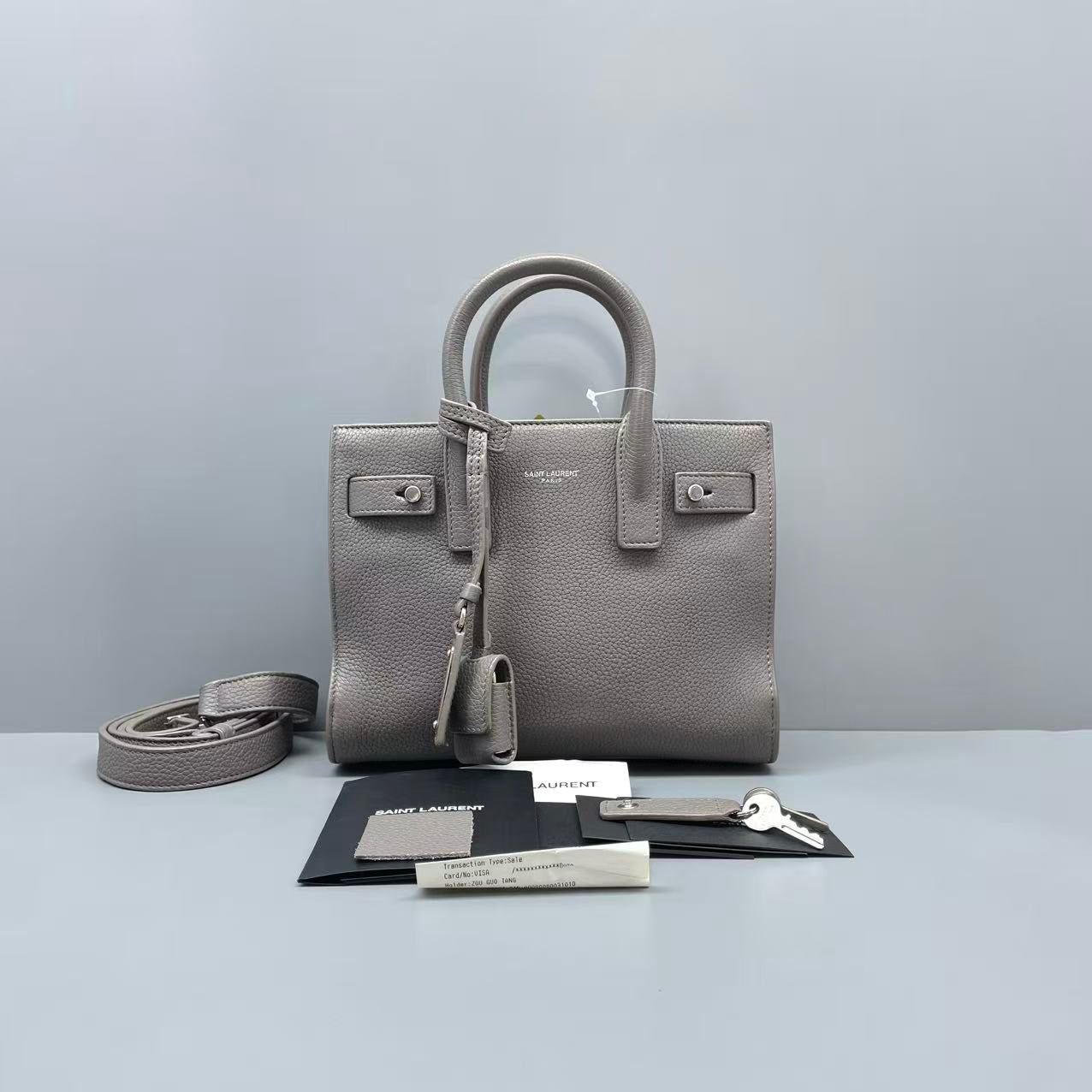 Saint Laurent - Sac de Jour - Grained leather - Grey - (mini)