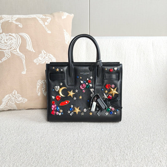 Saint Laurent - Sac de Jour Limited Edition Star & Moon Gem - Cowhide leather - Black - (mini)