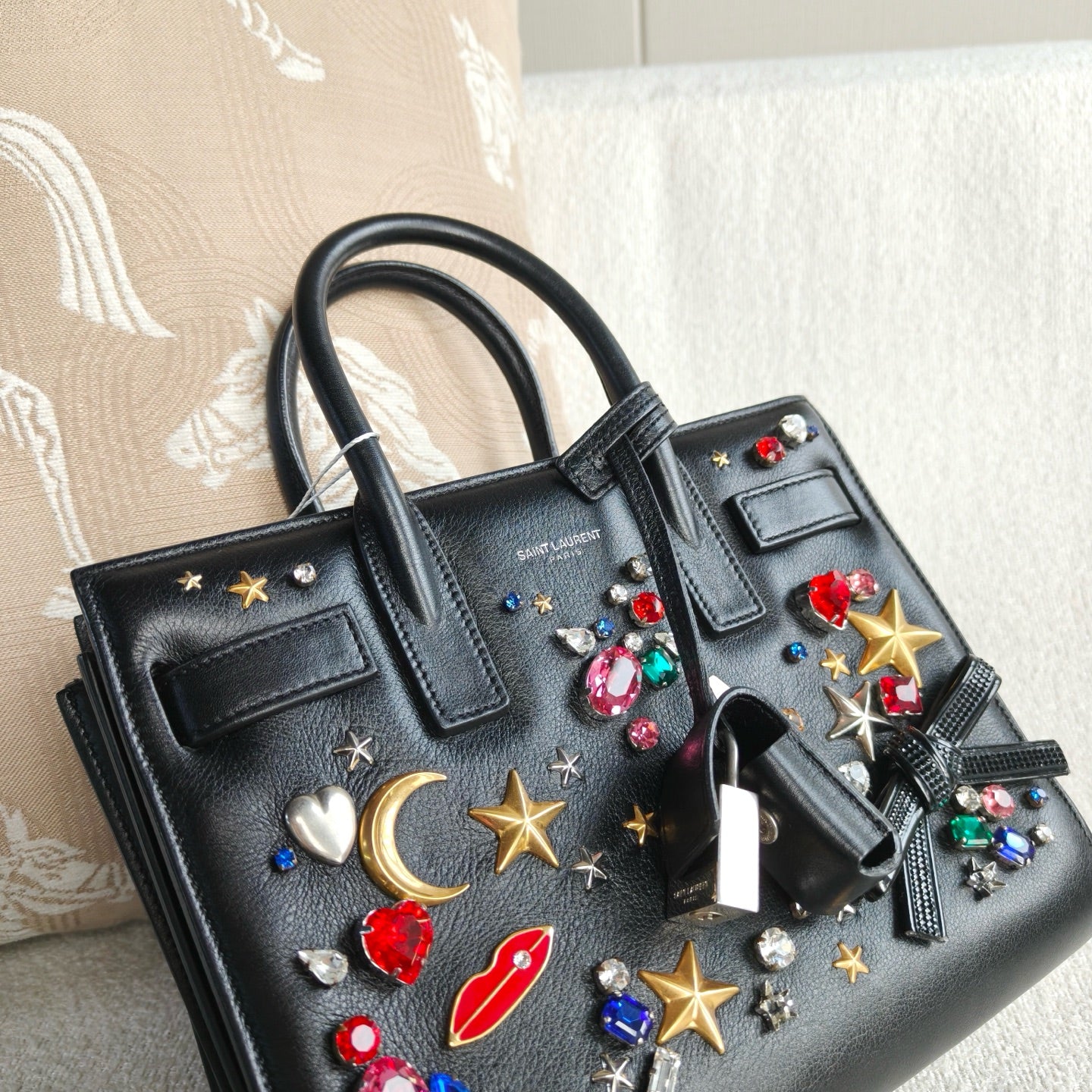 Saint Laurent - Sac de Jour Limited Edition Star & Moon Gem - Cowhide leather - Black - (mini)