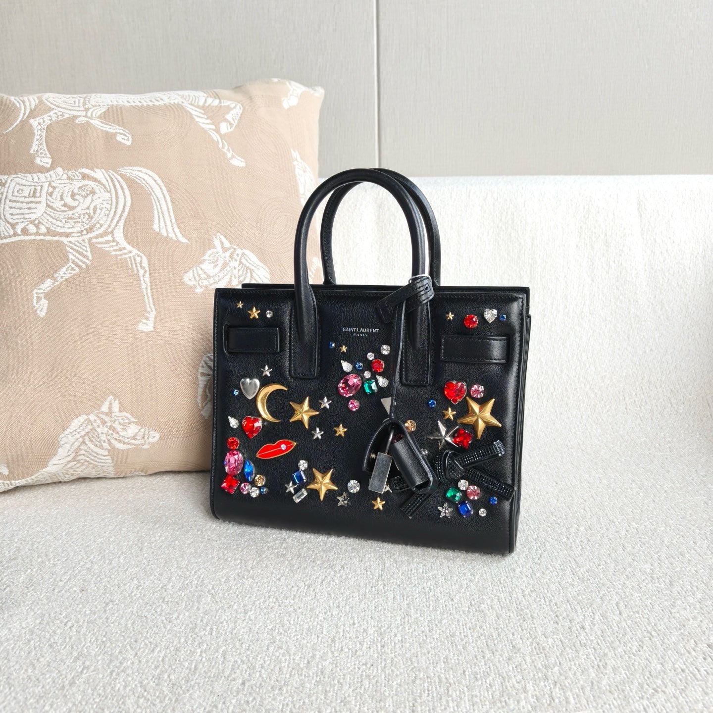 Saint Laurent - Sac de Jour Limited Edition Star & Moon Gem - Cowhide leather - Black - (mini)