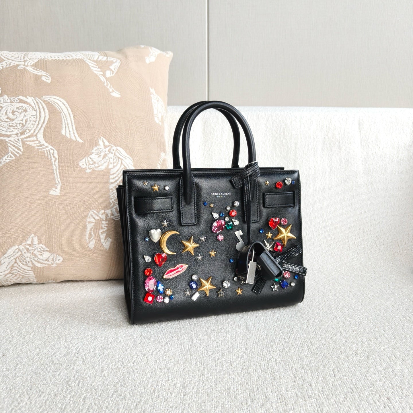 Saint Laurent - Sac de Jour Limited Edition Star & Moon Gem - Cowhide leather - Black - (mini)
