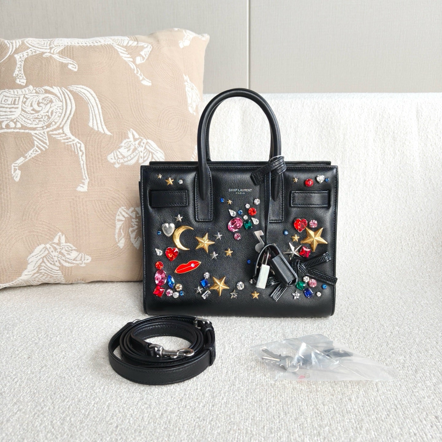 Saint Laurent - Sac de Jour Limited Edition Star & Moon Gem - Cowhide leather - Black - (mini)