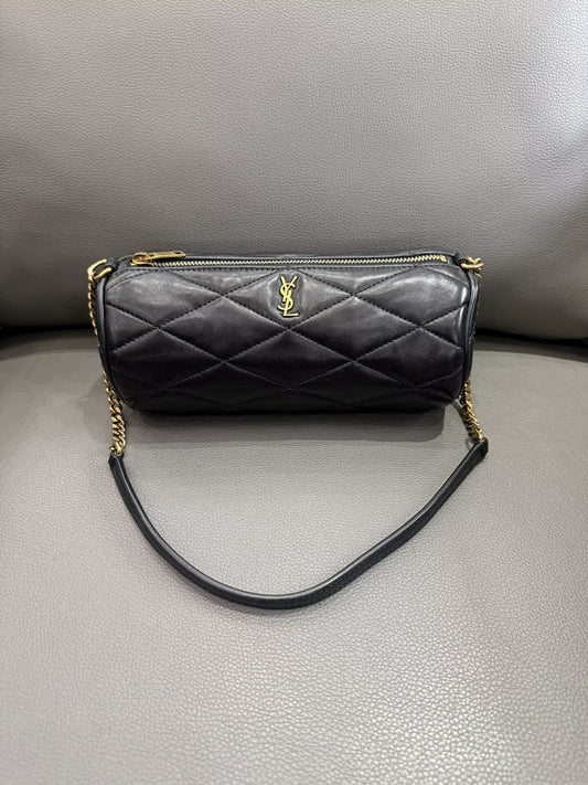 Saint Laurent - Sade Cylindrical Mini Bag - Lambskin leather - Black with Gold-Tone Hardware - (mini)