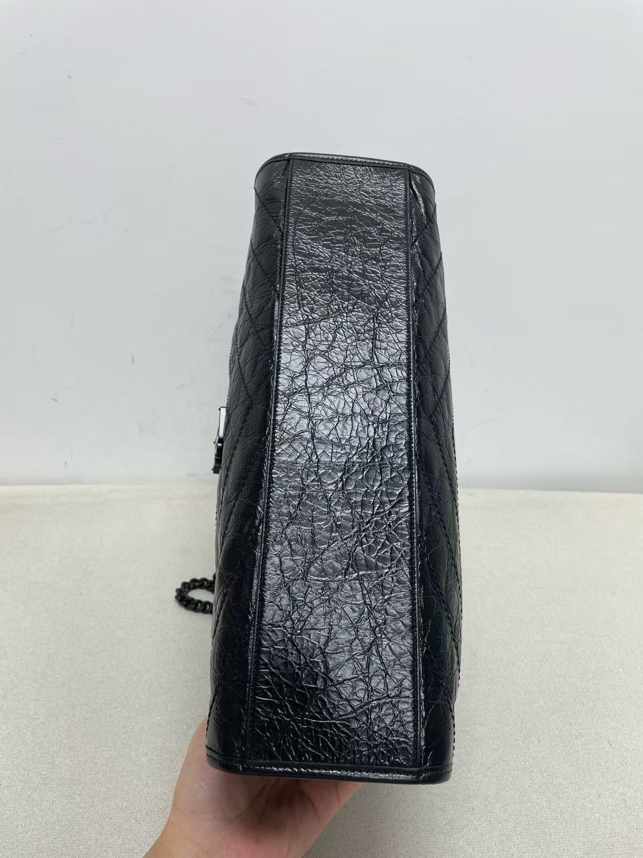 Saint Laurent - Shopping Bag - Crinkled leather - Black - (large)