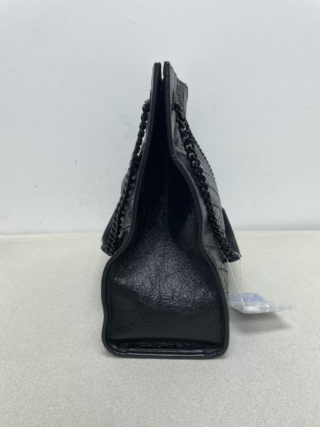 Saint Laurent - Shopping Bag - Crinkled leather - Black - (large)
