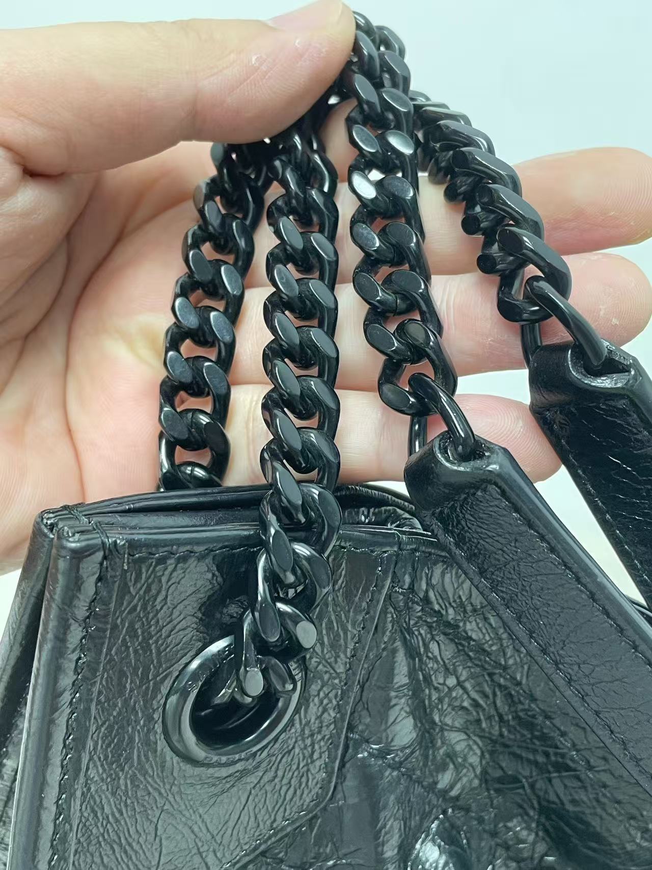 Saint Laurent - Shopping Bag - Crinkled leather - Black - (large)