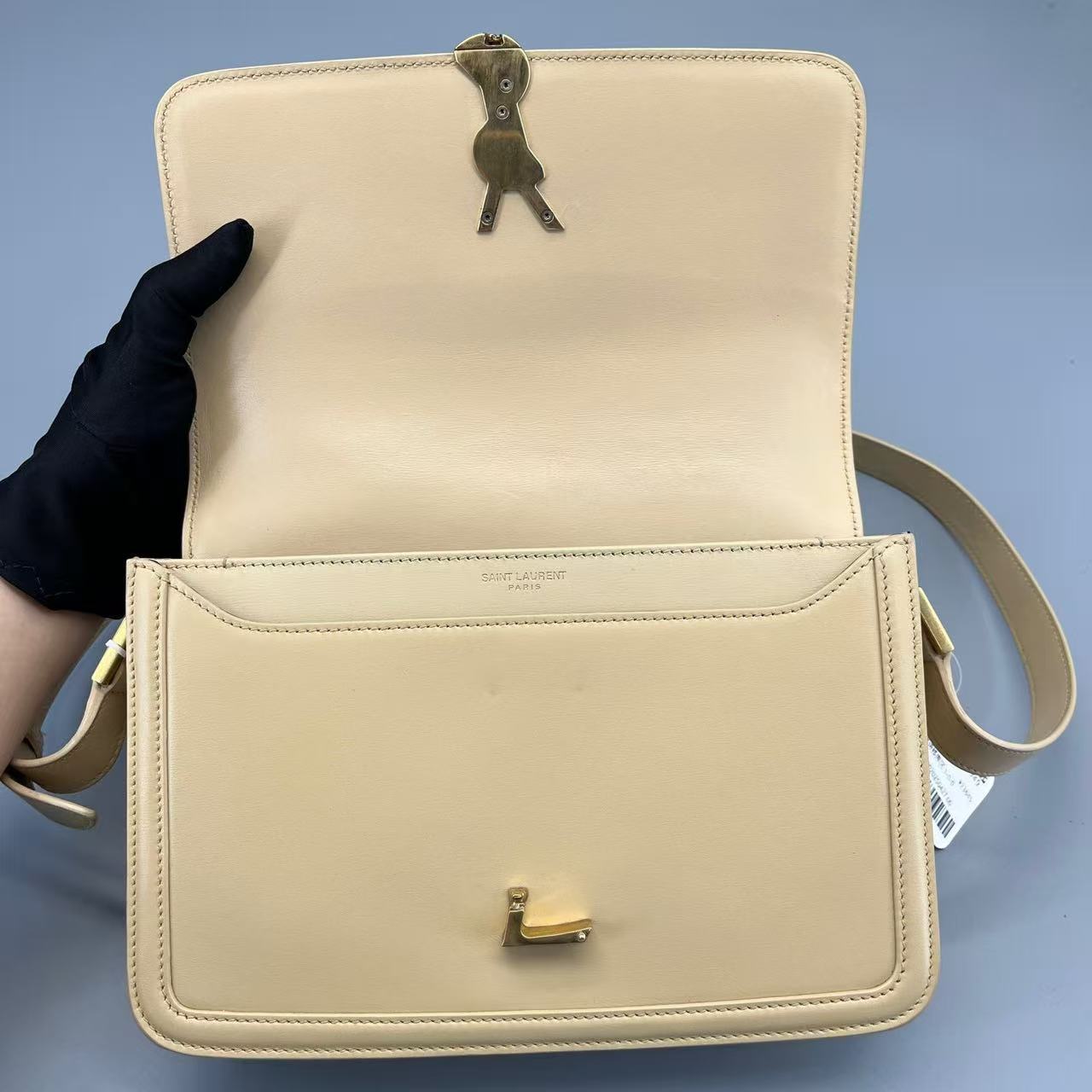 Saint Laurent - Solferino Box Bag - Smooth leather - Beige with Gold-Tone Hardware - (Medium)