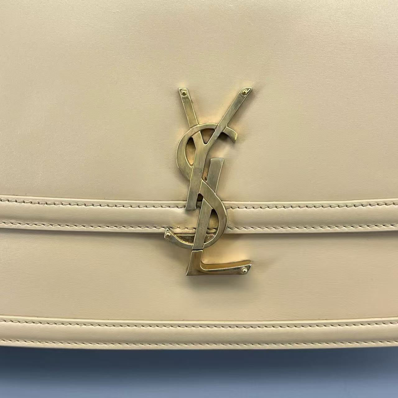 Saint Laurent - Solferino Box Bag - Smooth leather - Beige with Gold-Tone Hardware - (Medium)