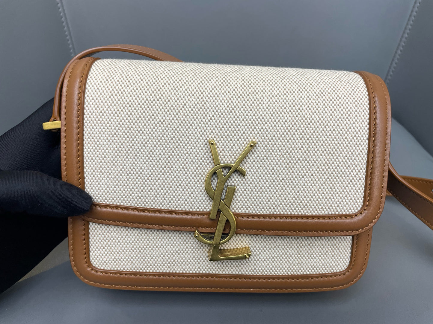 Saint Laurent - Solferino - Canvas and Leather - White and Brown - (small)