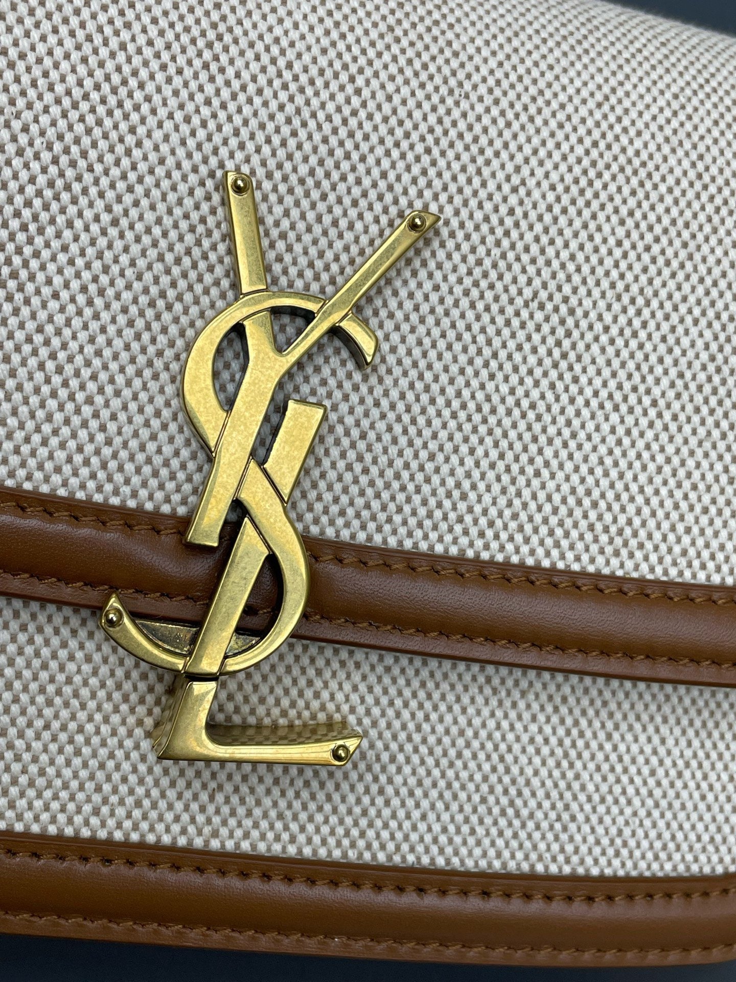 Saint Laurent - Solferino - Canvas and Leather - White and Brown - (small)