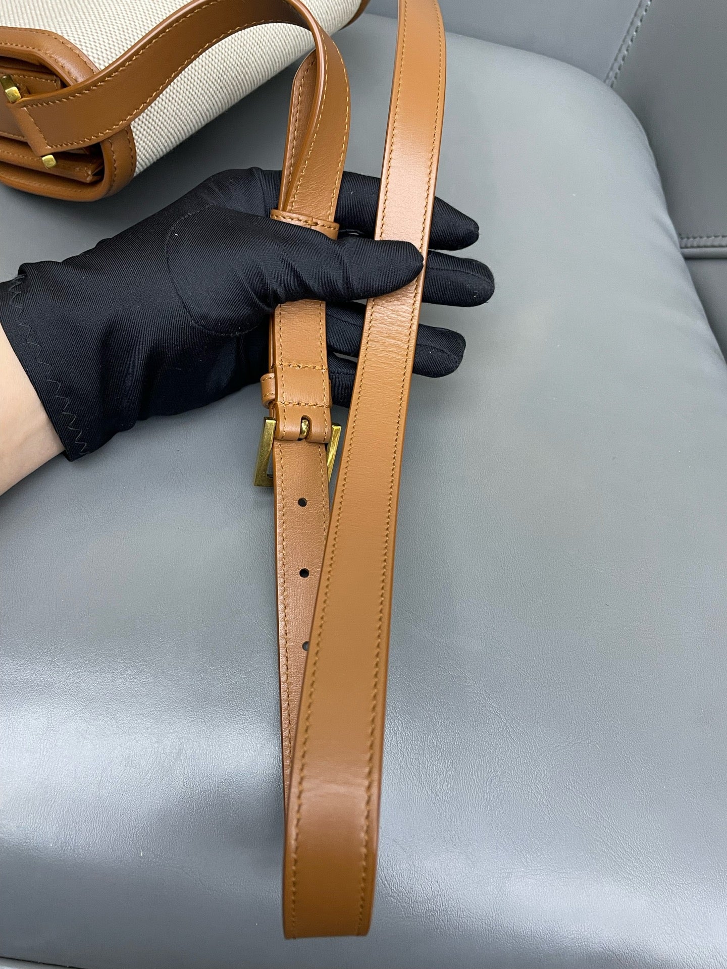 Saint Laurent - Solferino - Canvas and Leather - White and Brown - (small)