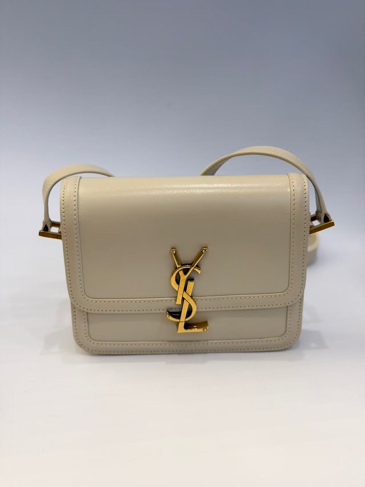 Saint Laurent - Solferino - Leather - Beige with Gold-Tone Hardware - (Small)