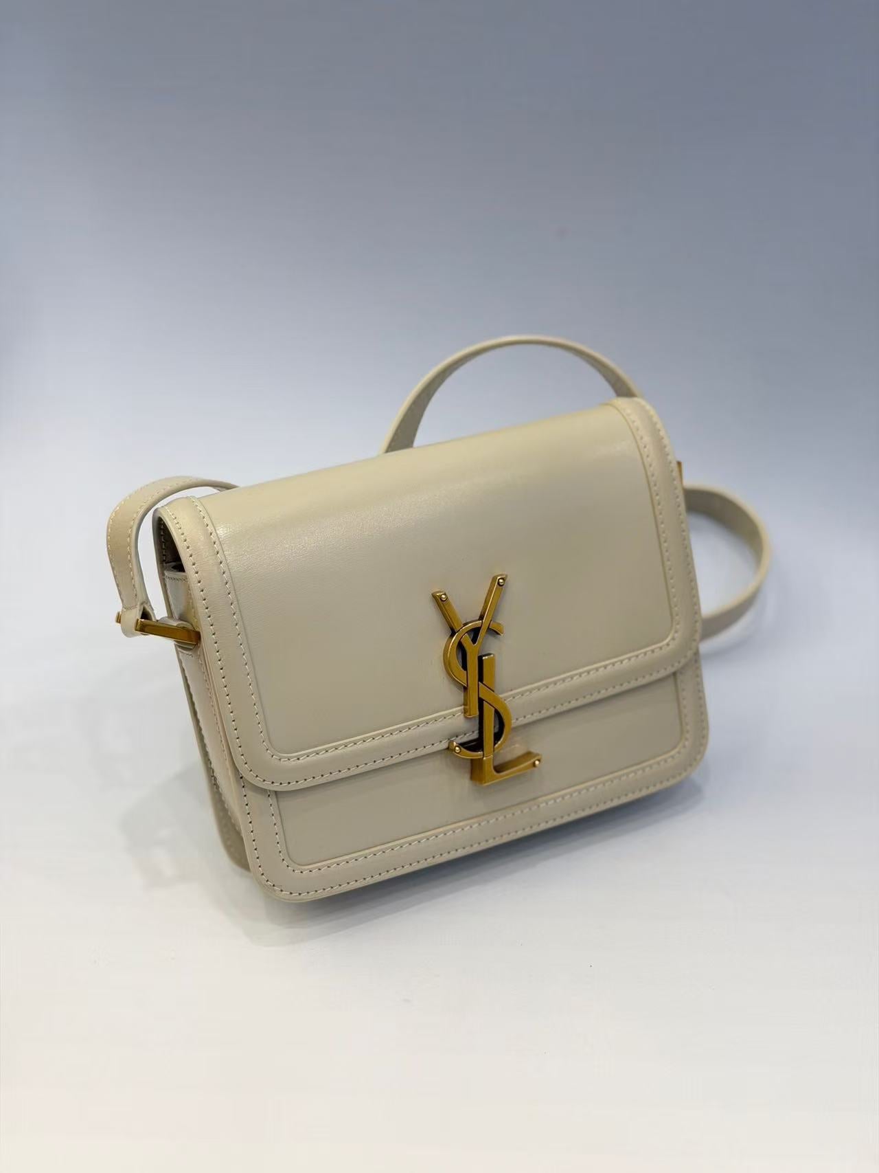 Saint Laurent - Solferino - Leather - Beige with Gold-Tone Hardware - (Small)