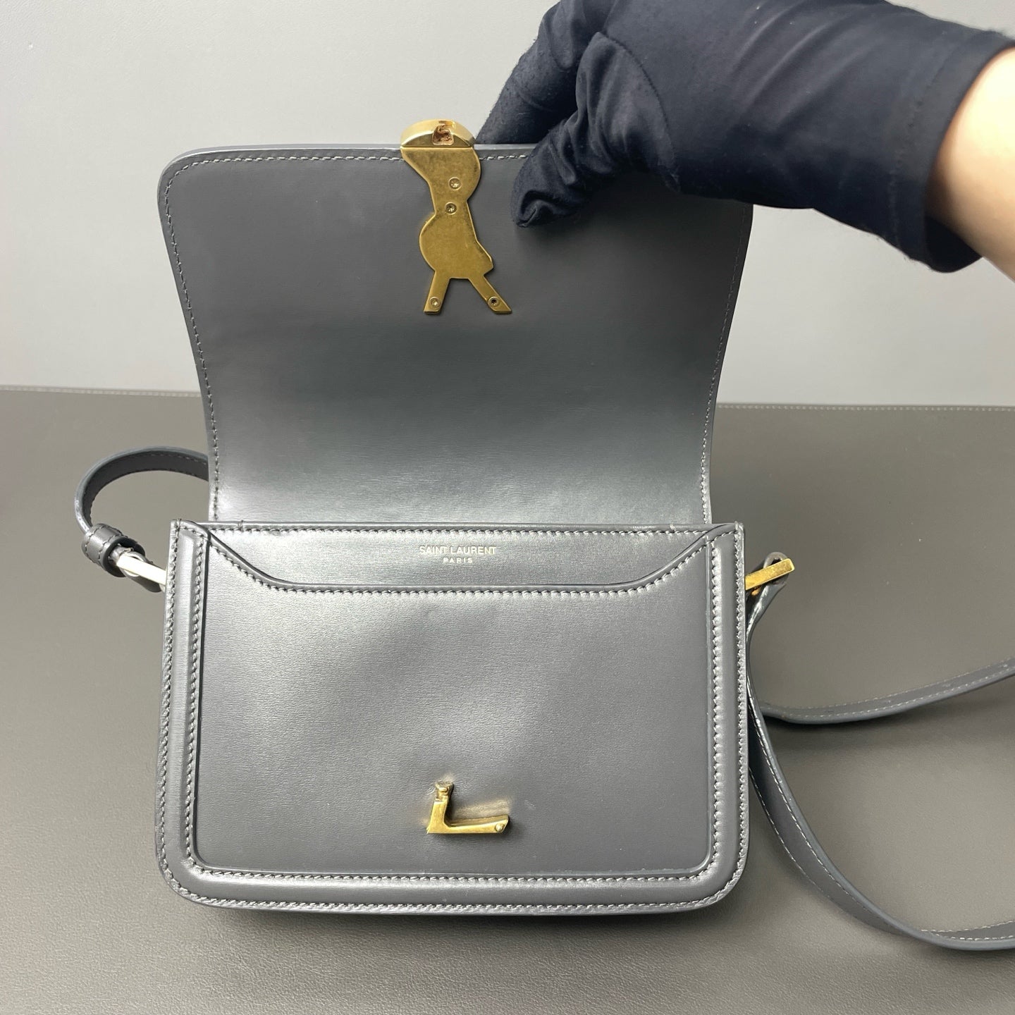Saint Laurent - Solferino - Leather - Grey - (mini)