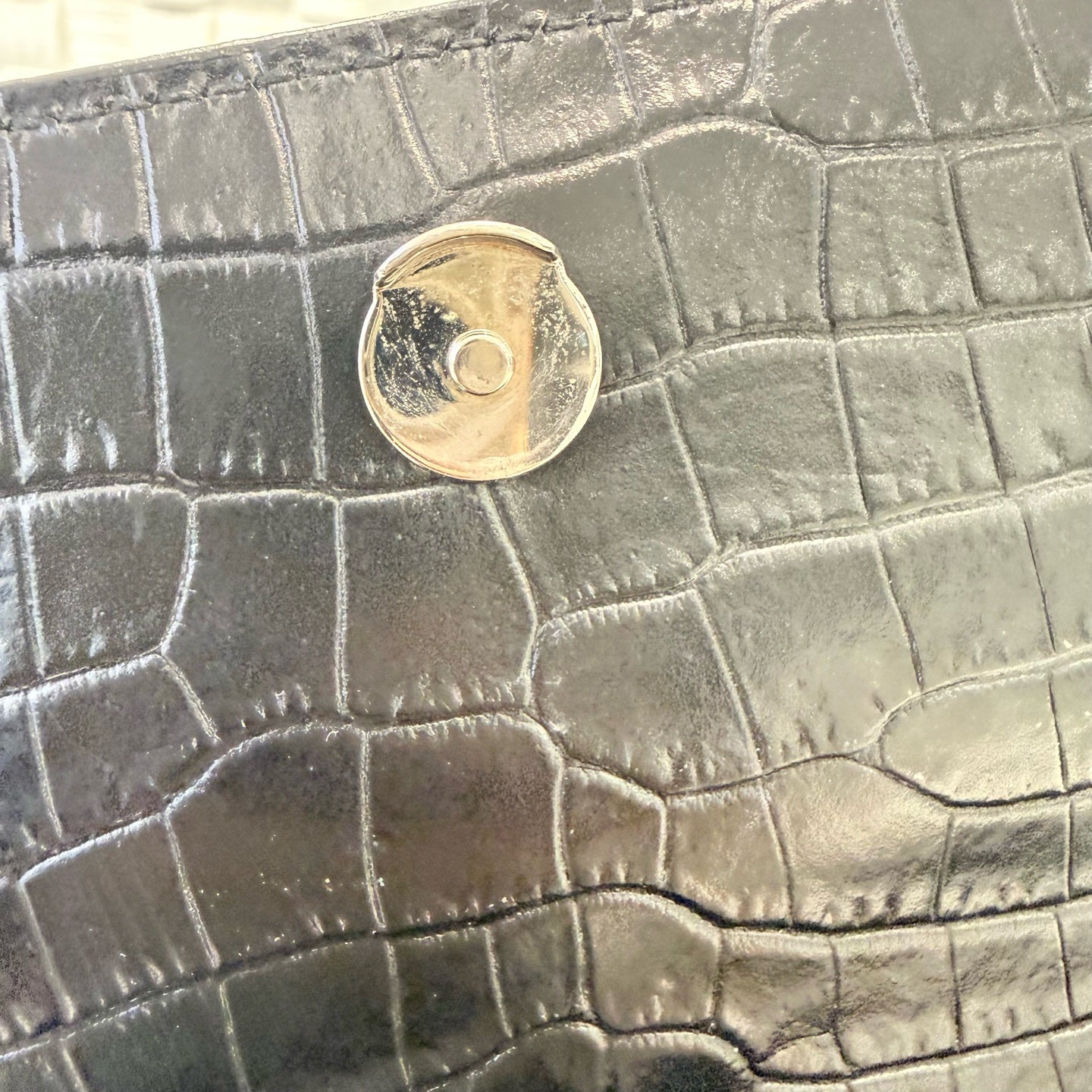 Saint Laurent - Sunset Bag - Croc-embossed cowhide leather - Black with silver-tone hardware - (Medium)