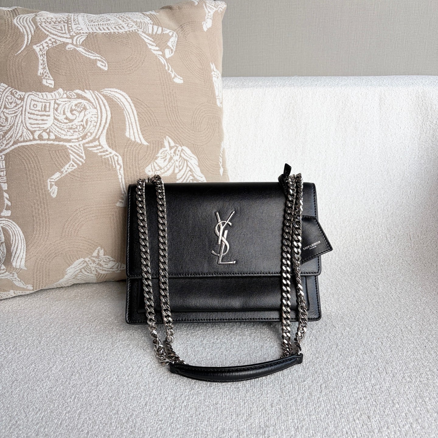 Saint Laurent - Sunset Chain Bag - Leather - Black - (medium)