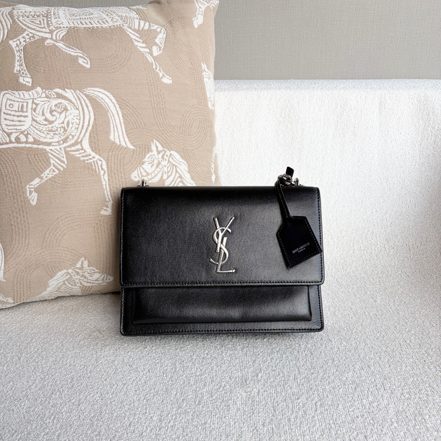 Saint Laurent - Sunset Chain Bag - Leather - Black - (medium)