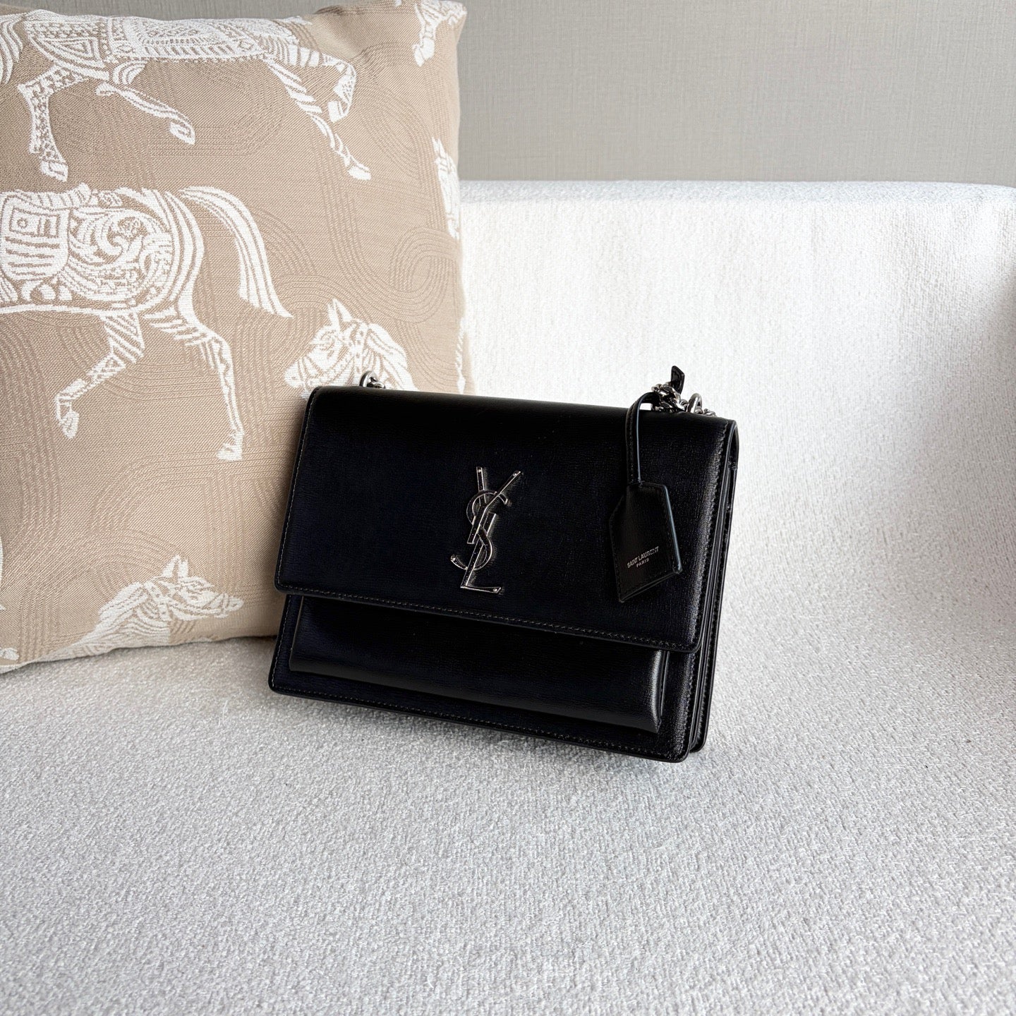 Saint Laurent - Sunset Chain Bag - Leather - Black - (medium)