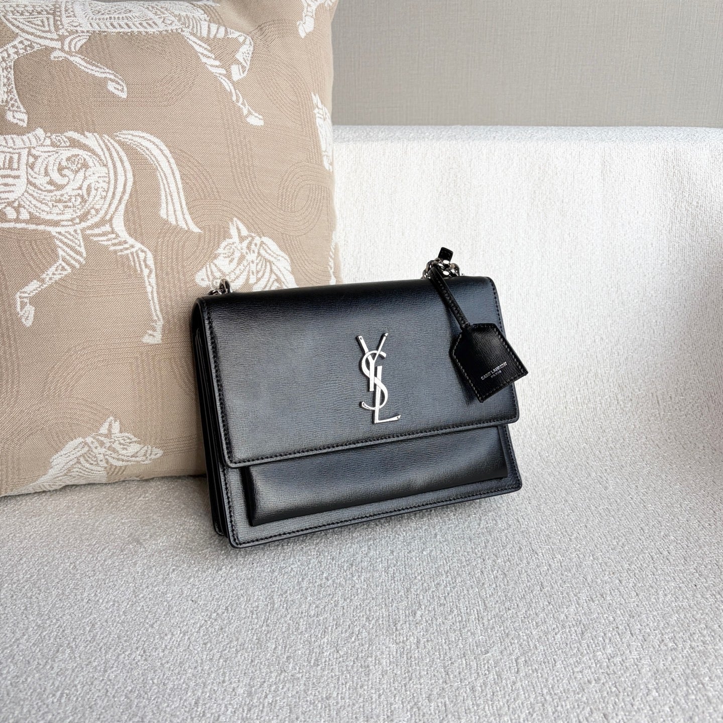 Saint Laurent - Sunset Chain Bag - Leather - Black - (medium)