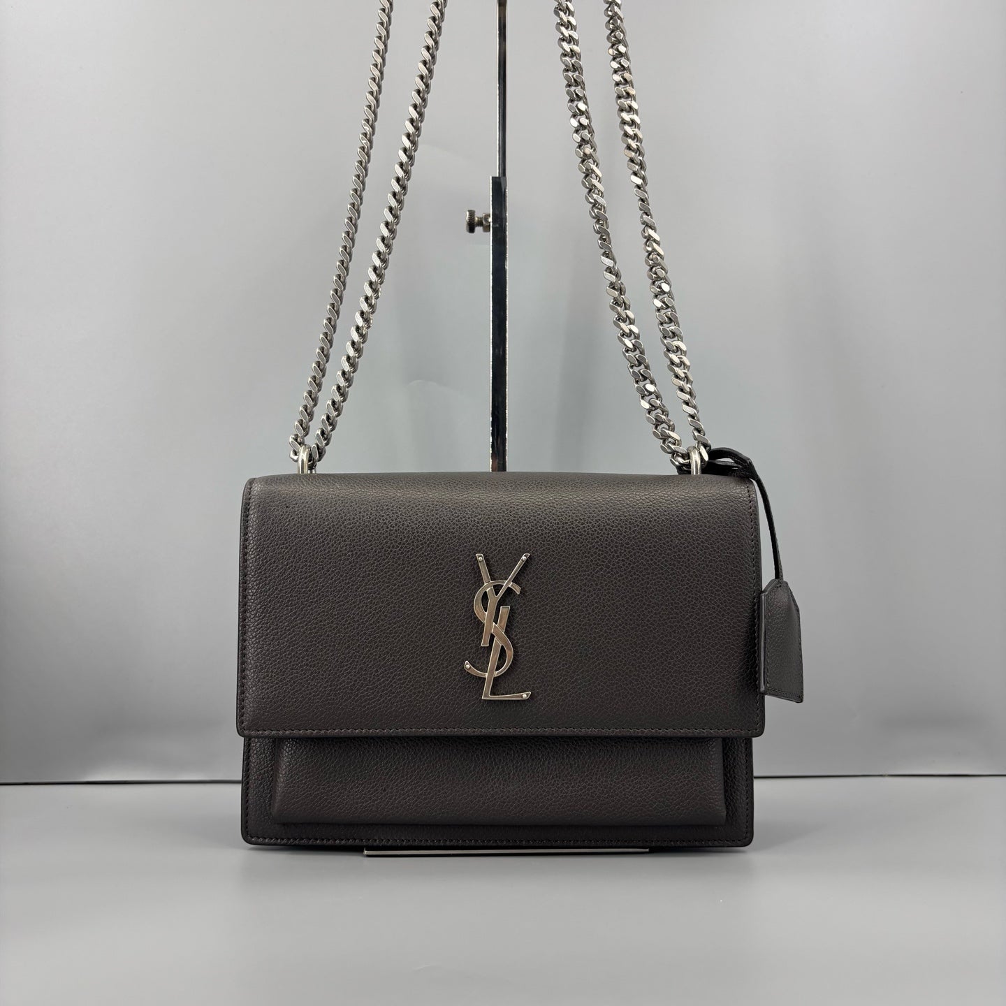 Saint Laurent - Sunset Chain Bag - Leather - Grey - (medium)