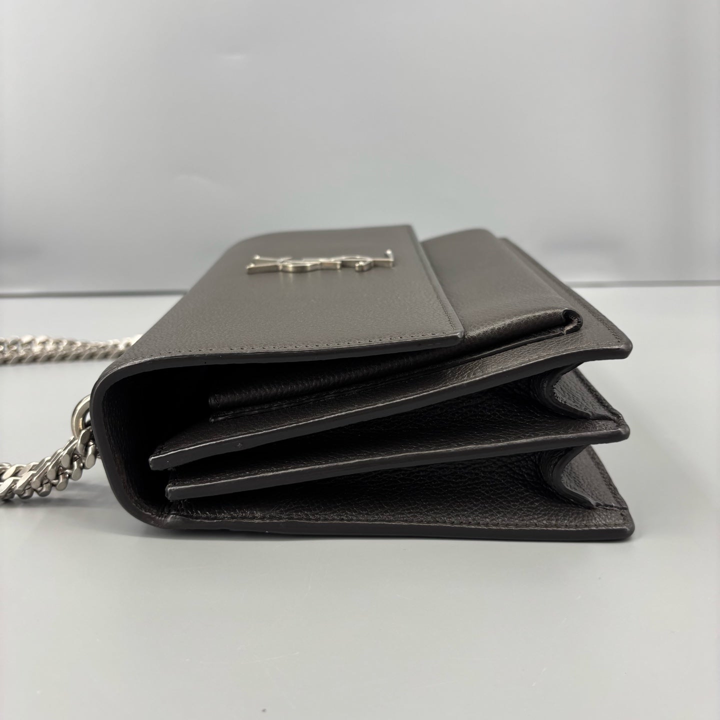 Saint Laurent - Sunset Chain Bag - Leather - Grey - (medium)