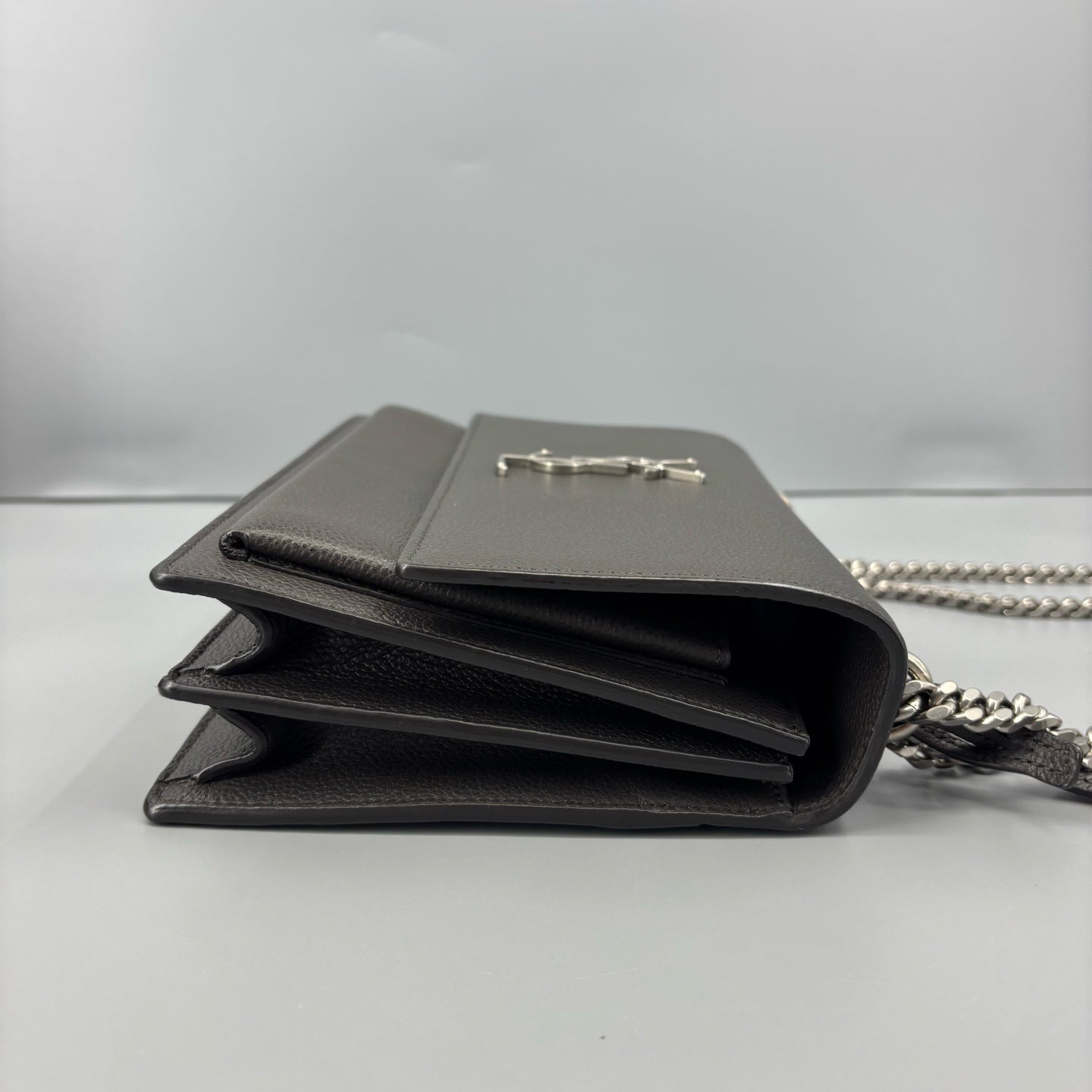 Saint Laurent - Sunset Chain Bag - Leather - Grey - (medium)