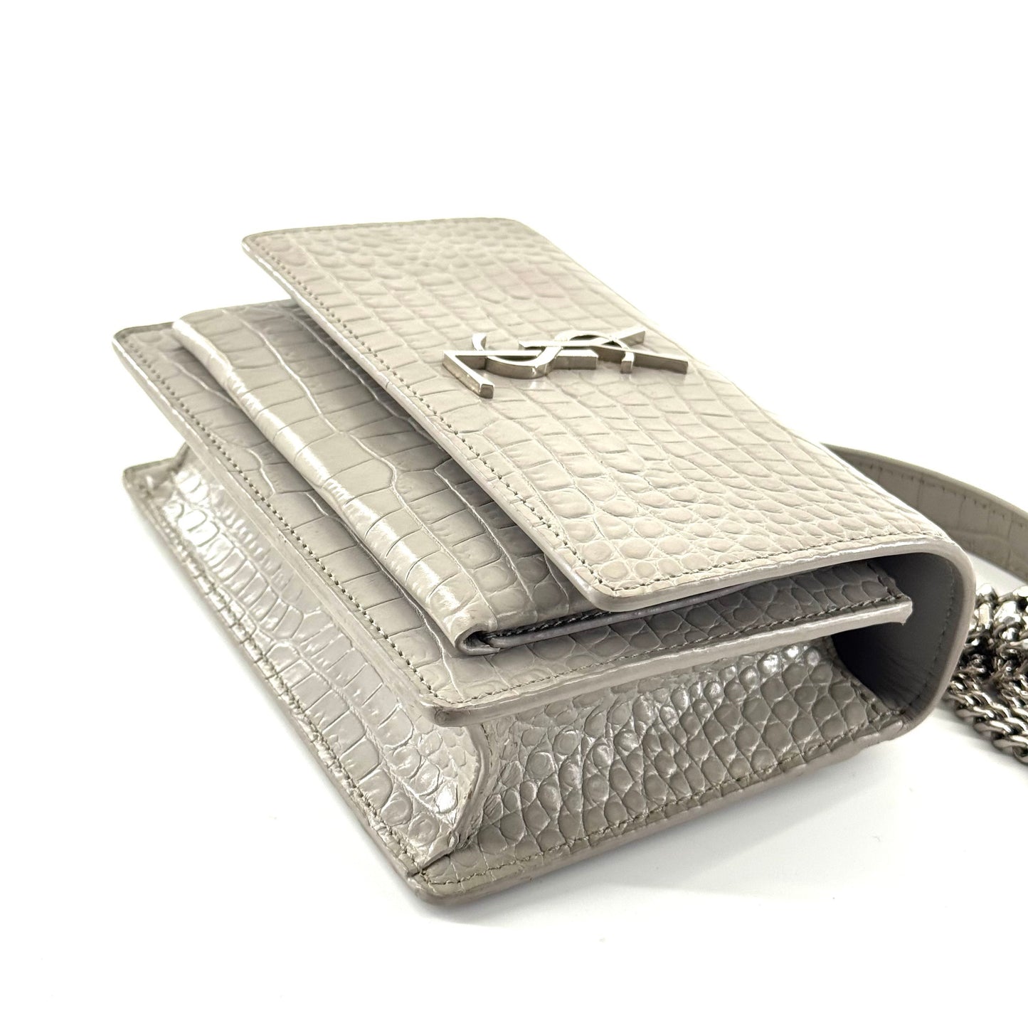 Saint Laurent - Sunset Chain Bag - Leather - Grey - (mini)