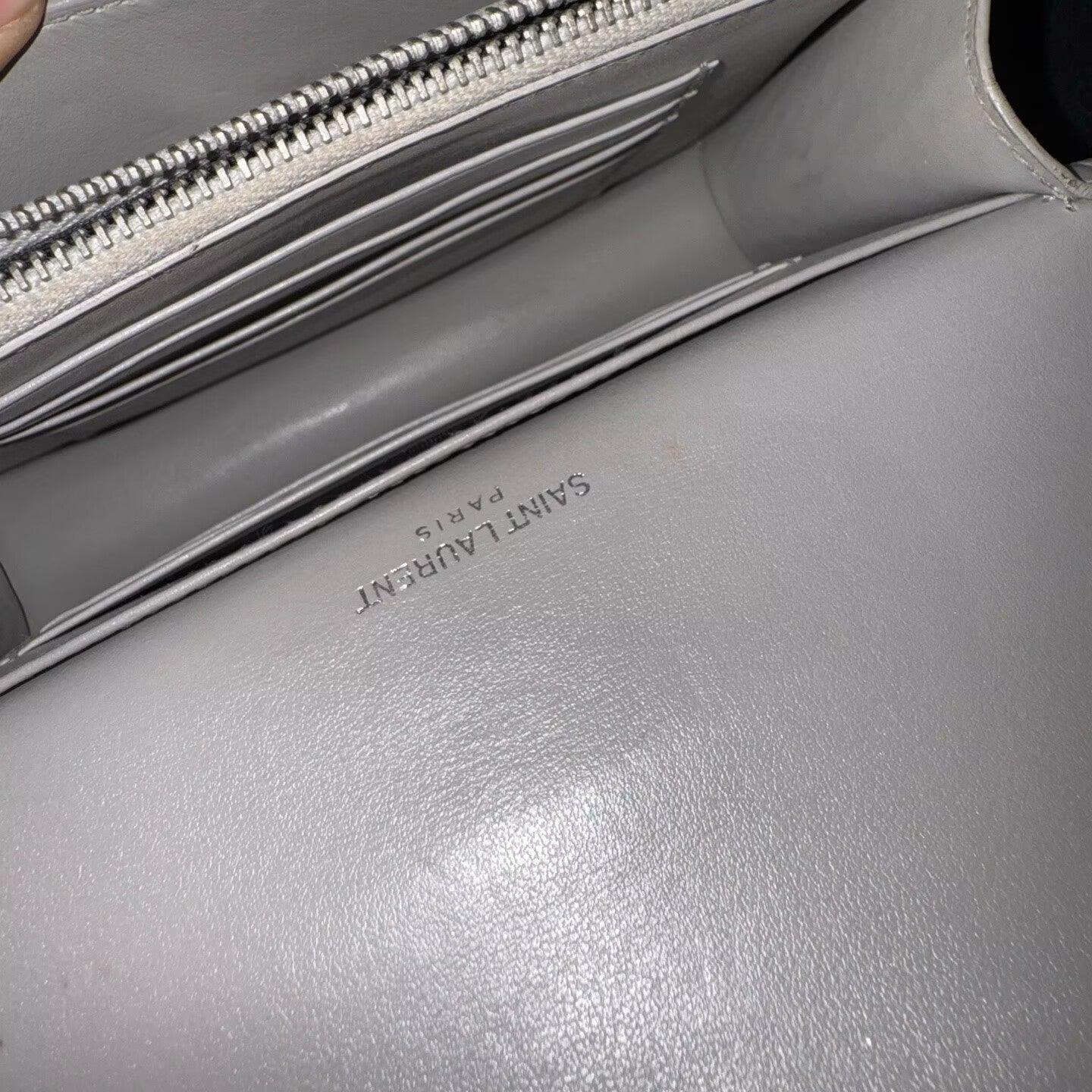 Saint Laurent - Sunset Chain Bag - Leather - Grey - (mini)