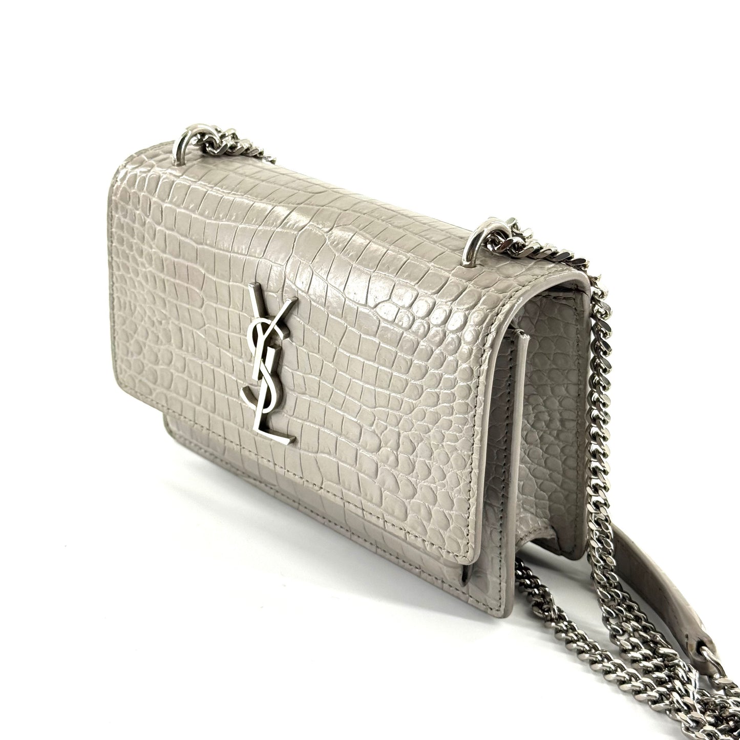 Saint Laurent - Sunset Chain Bag - Leather - Grey - (mini)