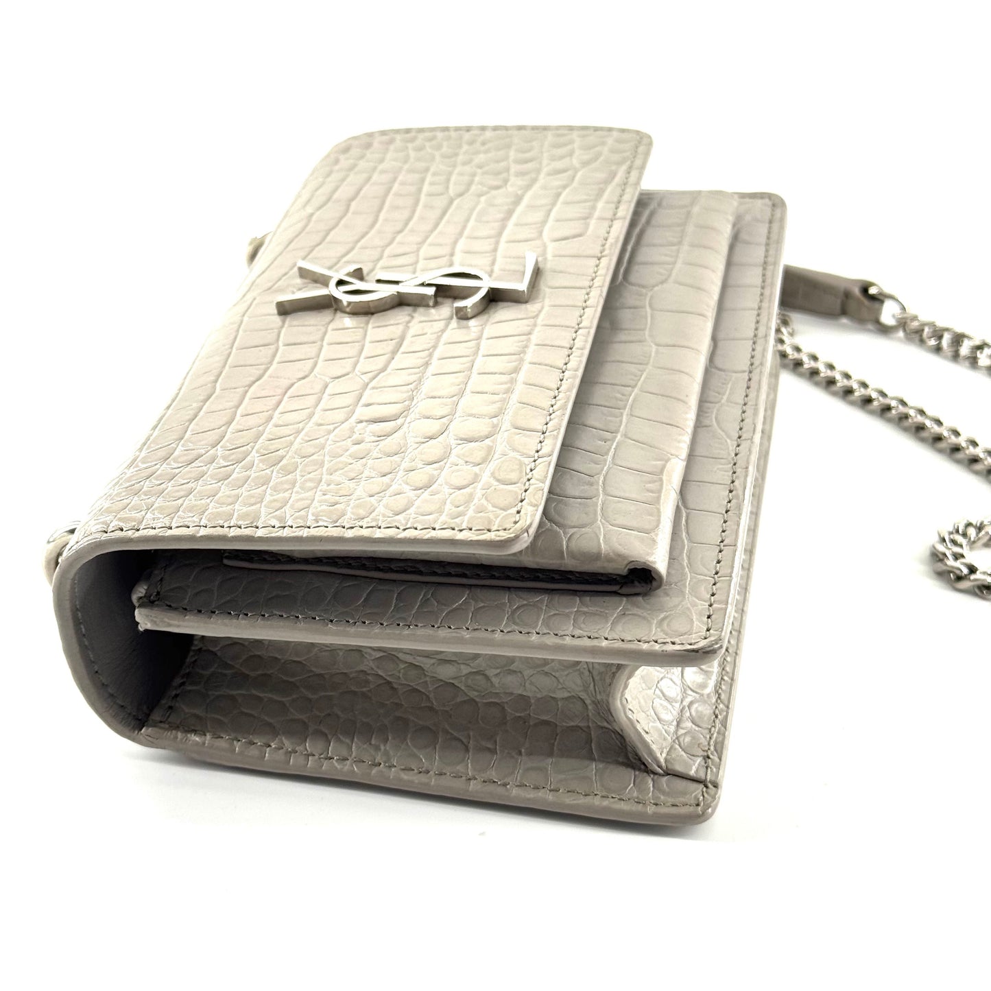 Saint Laurent - Sunset Chain Bag - Leather - Grey - (mini)