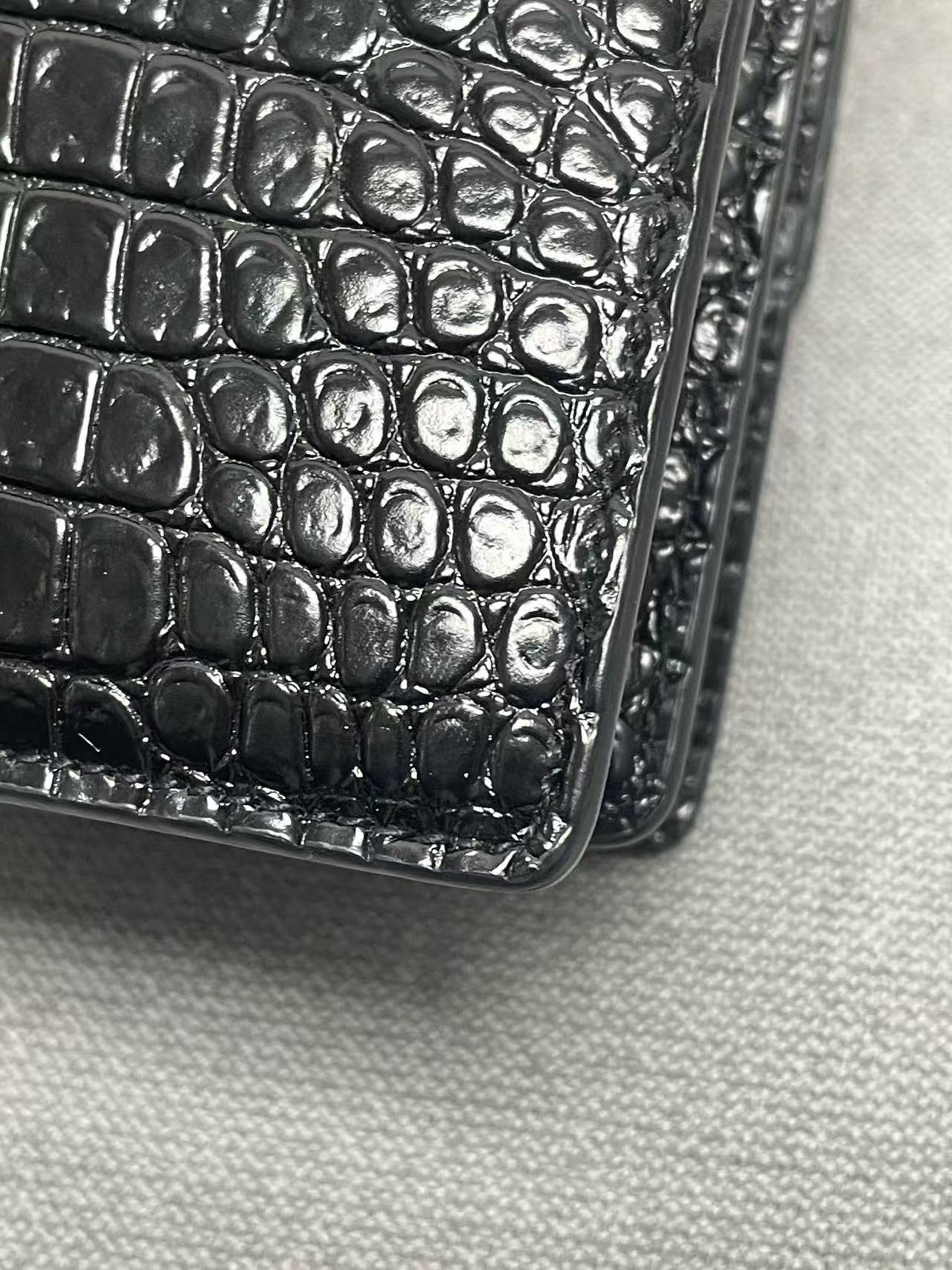 Saint Laurent - Sunset - Crocodile embossed leather - Black with Silver-Tone Hardware - (small)