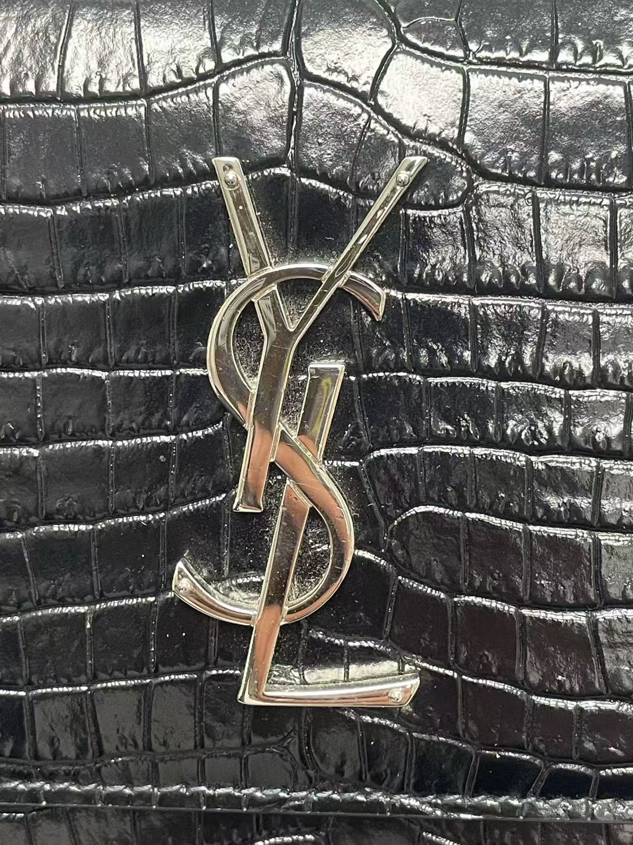 Saint Laurent - Sunset - Crocodile embossed leather - Black with Silver-Tone Hardware - (small)