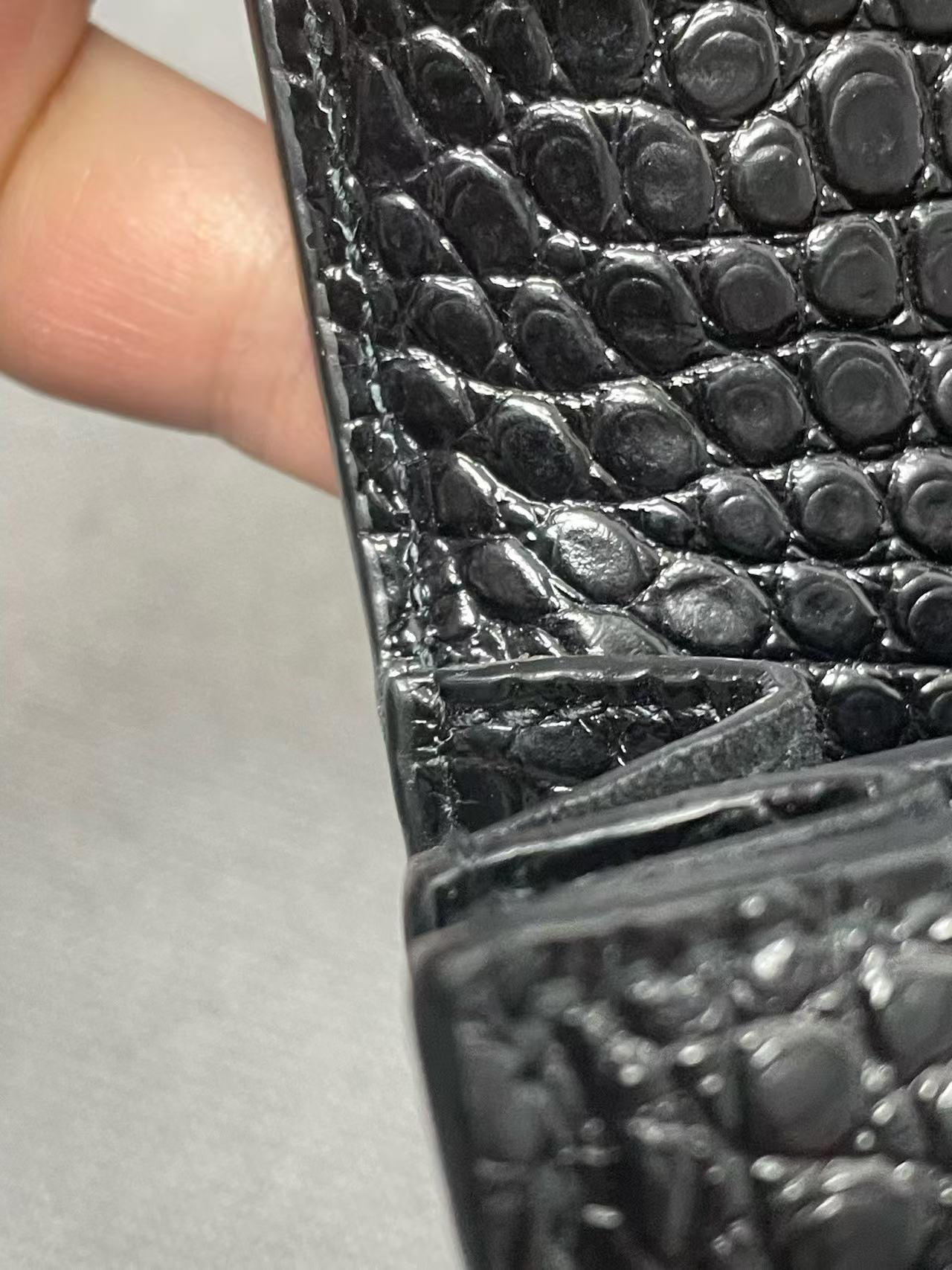 Saint Laurent - Sunset - Crocodile embossed leather - Black with Silver-Tone Hardware - (small)