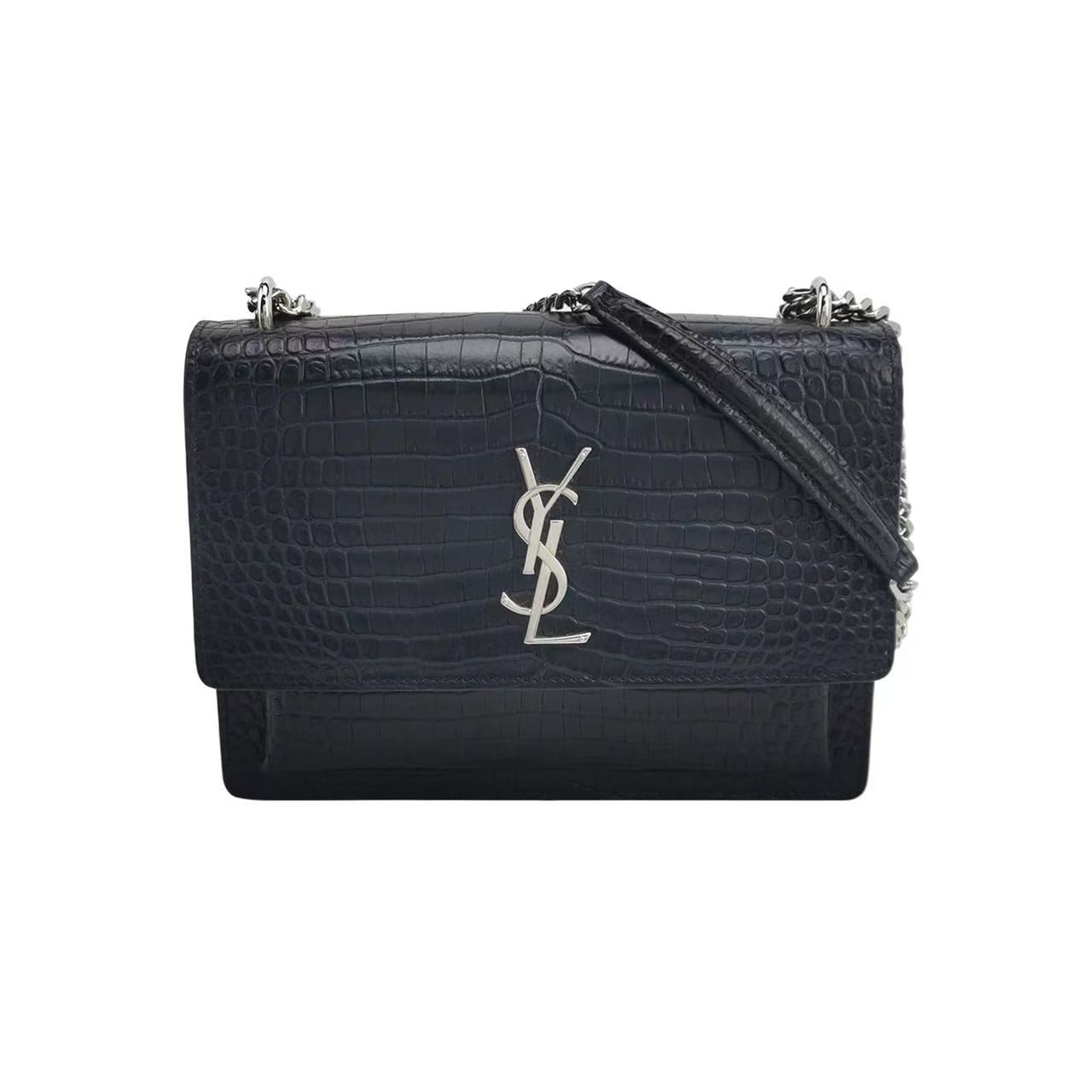 Saint Laurent - Sunset - Embossed cowhide leather - Black - (medium)