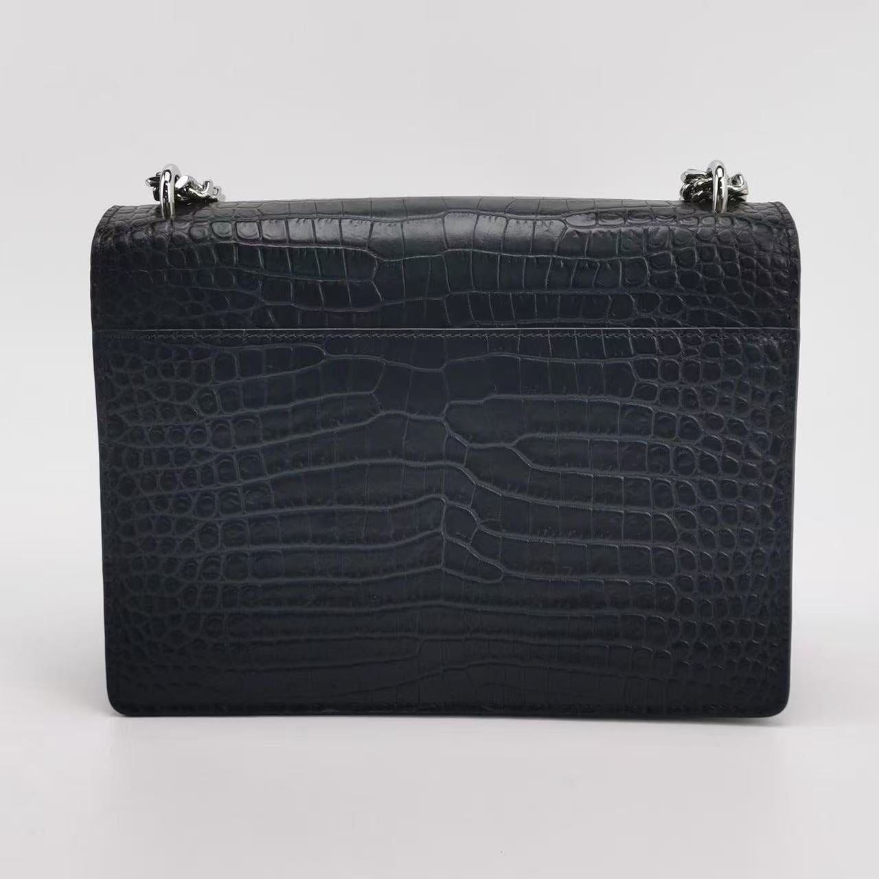 Saint Laurent - Sunset - Embossed cowhide leather - Black - (medium)