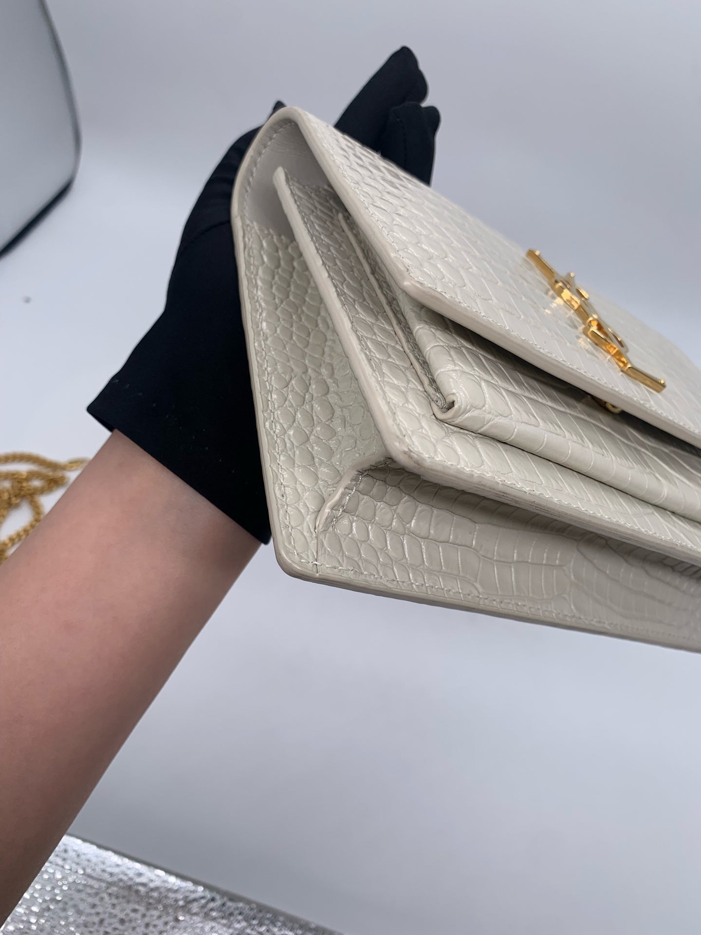 Saint Laurent - Sunset - Exotic leathers - Crocodile - White - (mini)