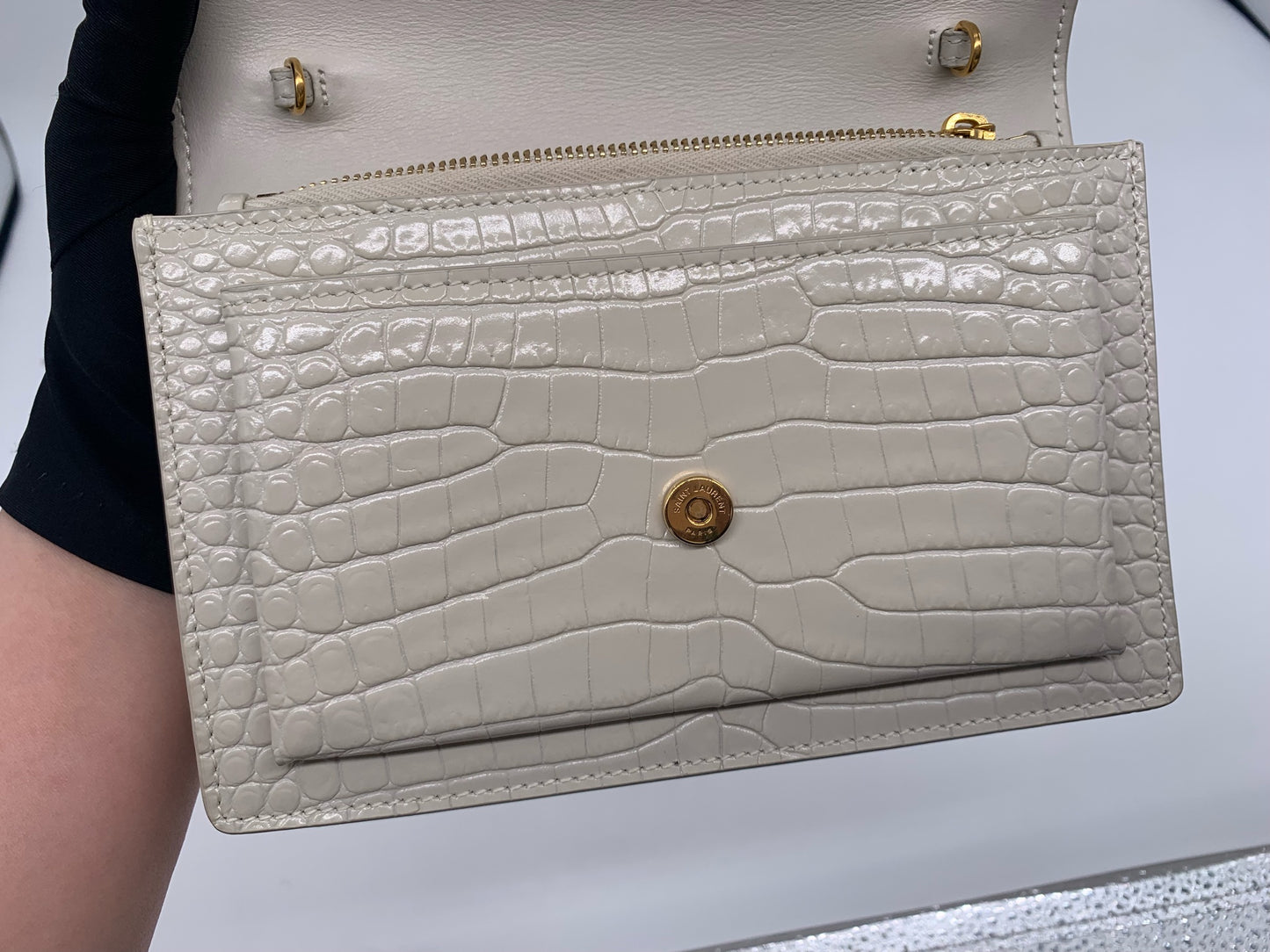 Saint Laurent - Sunset - Exotic leathers - Crocodile - White - (mini)