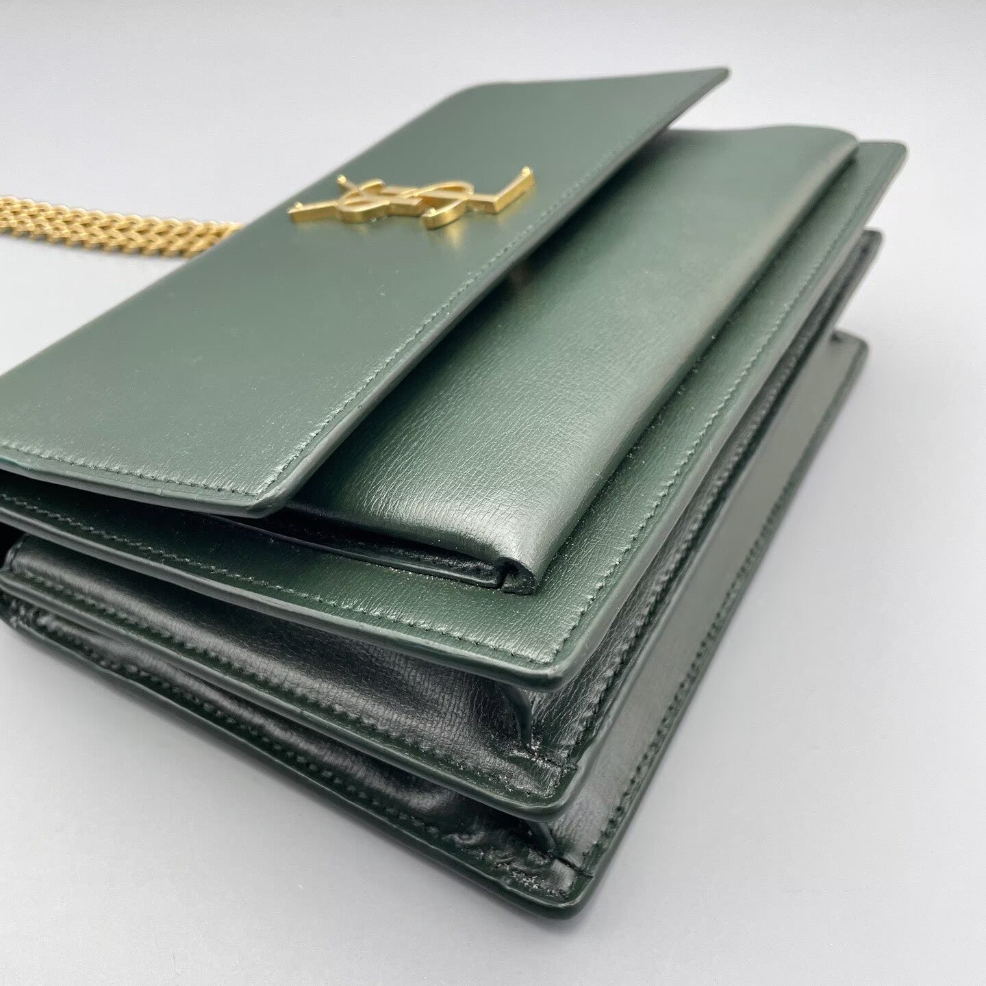 Saint Laurent - Sunset - Grain leather - Dark Green with Gold-Tone Hardware - (medium)