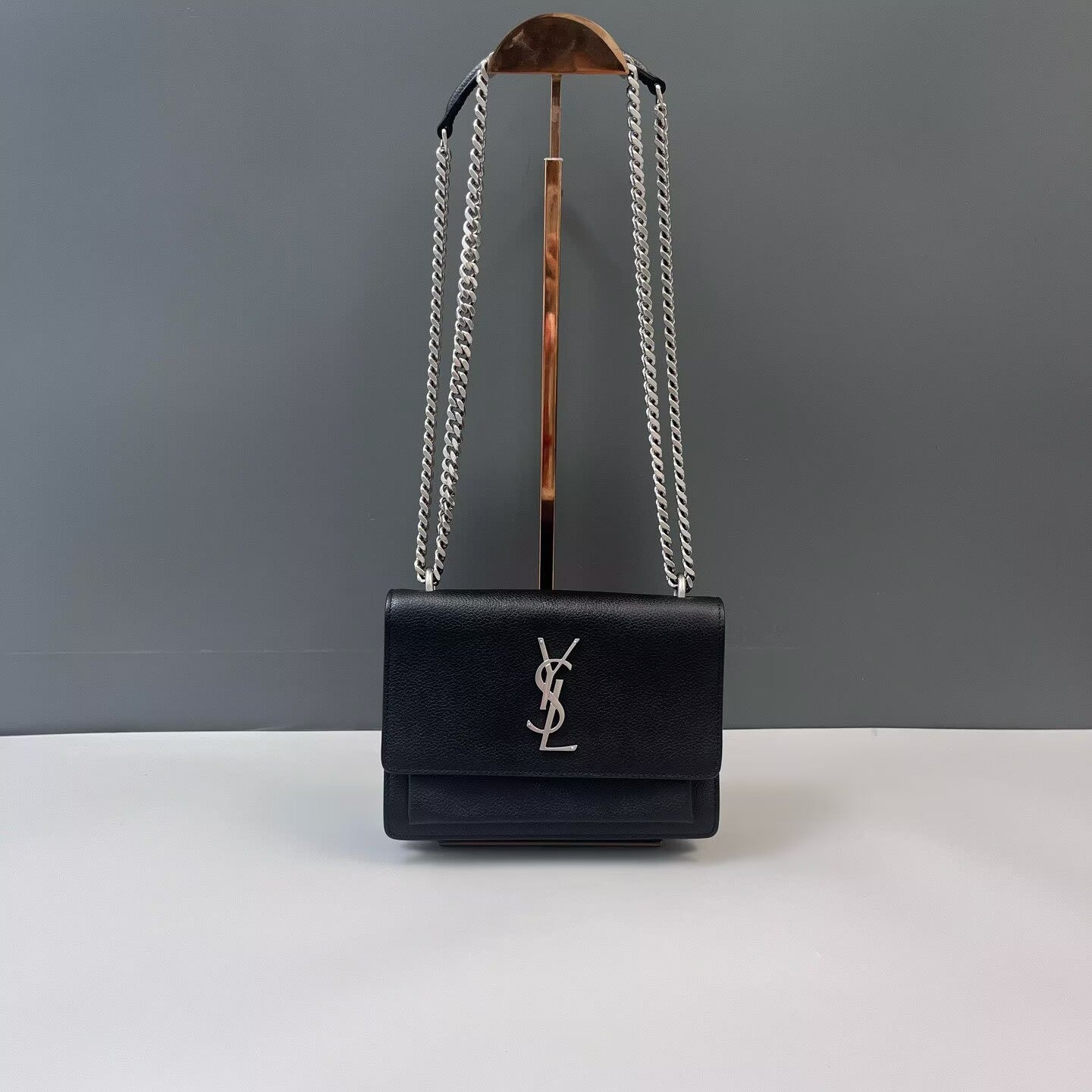 Saint Laurent - Sunset - Grained leather - Black - (small)