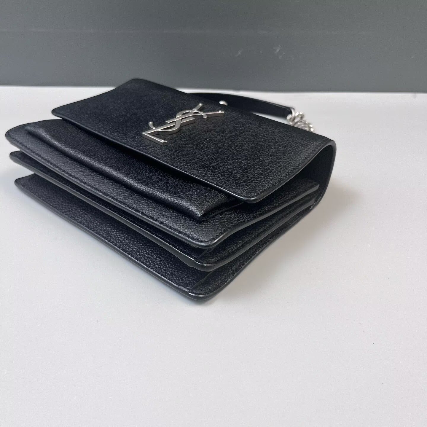 Saint Laurent - Sunset - Grained leather - Black - (small)