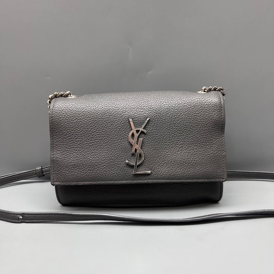 Saint Laurent - Sunset - Grained leather - Grey with Silver-Tone Hardware - (mini)